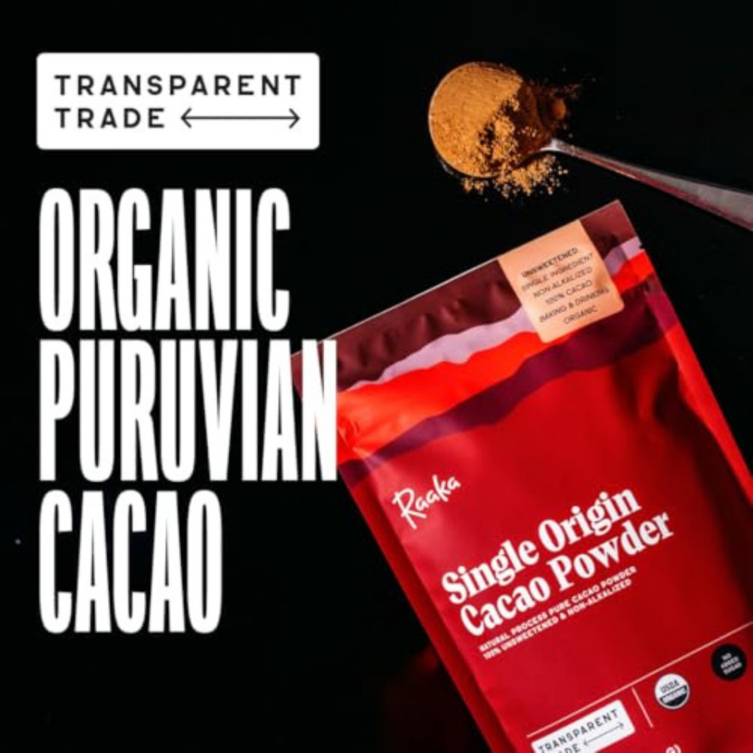 Organic Unsweetened Cacao Powder with Rich Dark Chocolate Flavor NEW