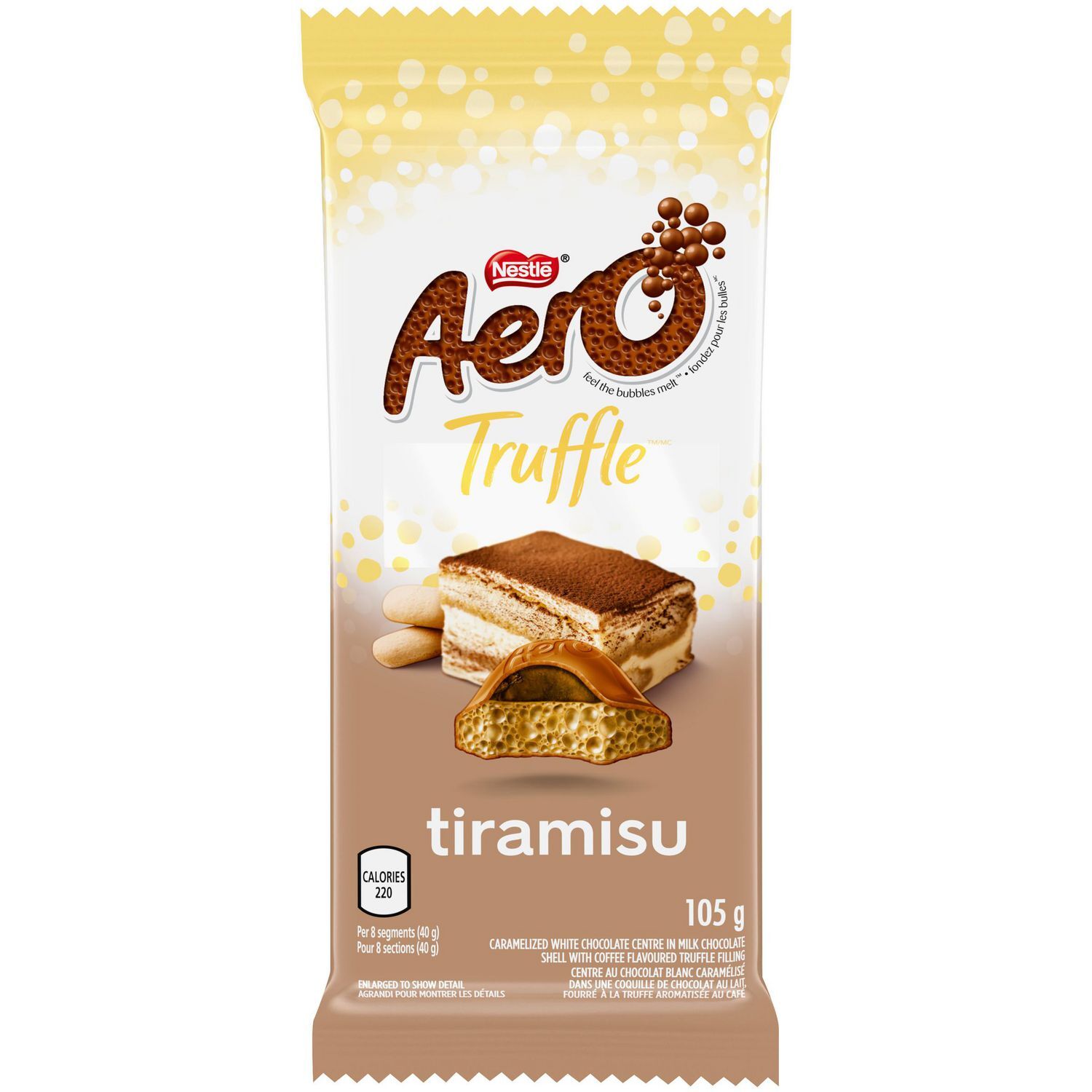 12 X Nestle Aero Truffle Tiramisu Milk Chocolate Bar 105g Each