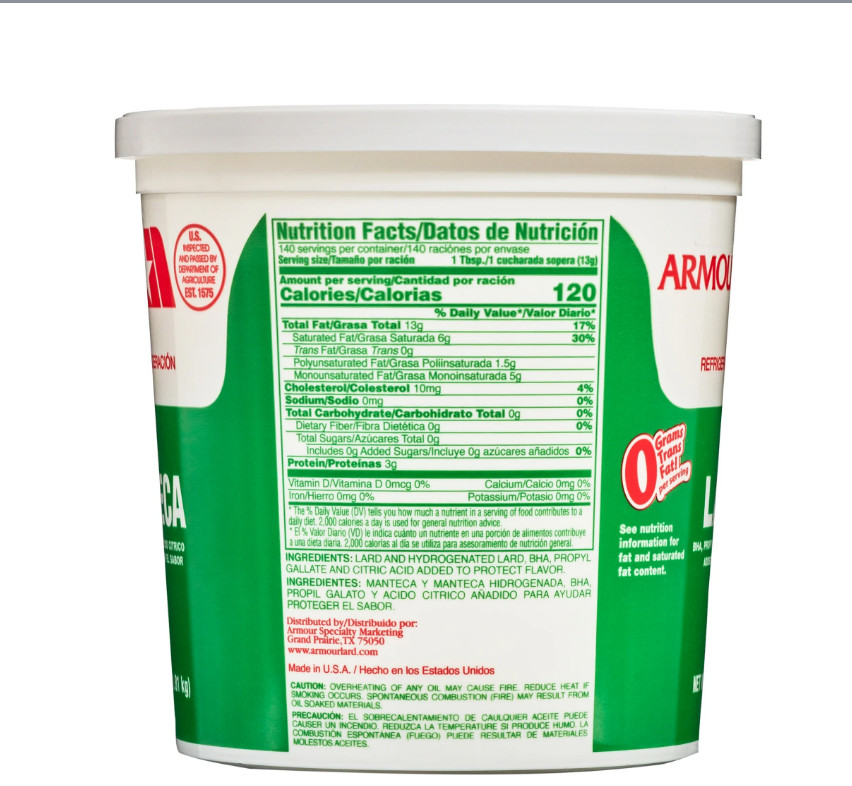 4 lb Lard Tub, Cooking & Baking Essential Fat