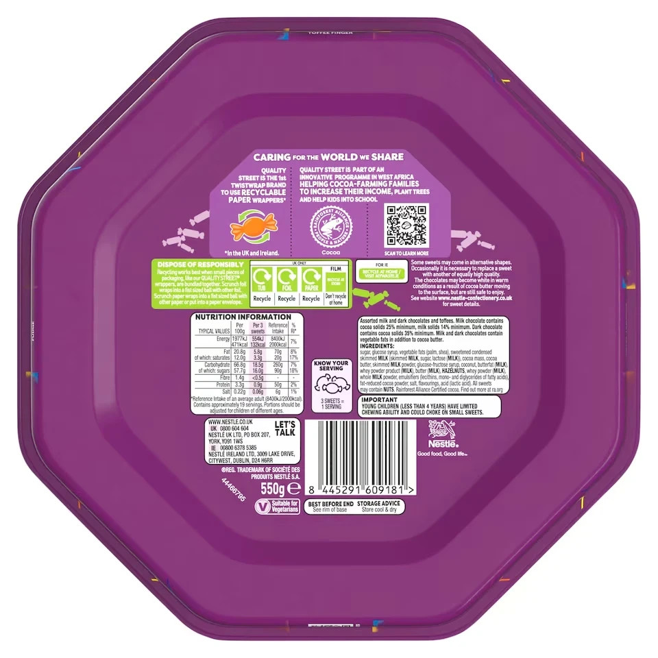Quality Street 550g Assorted Chocolates Toffees Tub Gift Treat Sweets