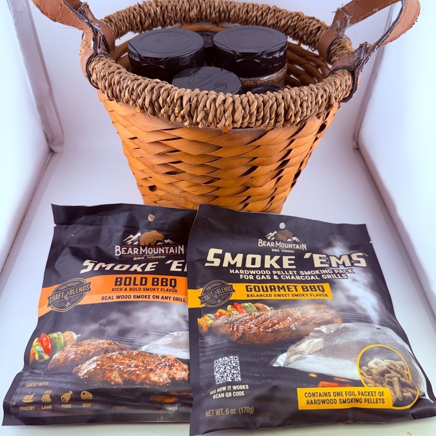 BBQ Gift Basket Smoke ’Ems Pellets Myron Mixon Rubs Grill Set