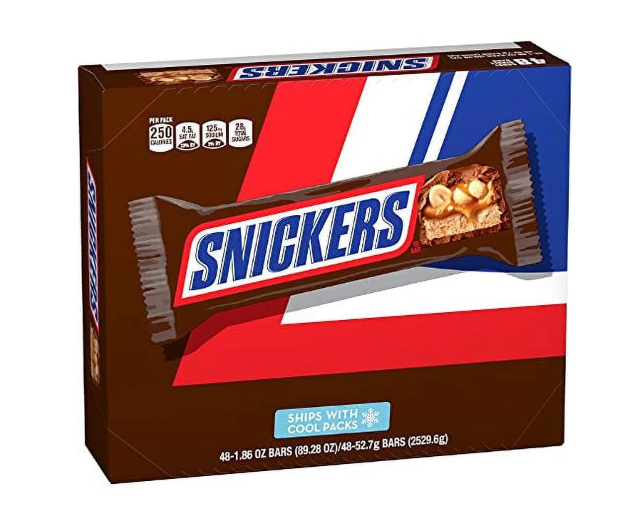 Snickers Full Size Milk Chocolate Candy Bars 48ct 1.86oz