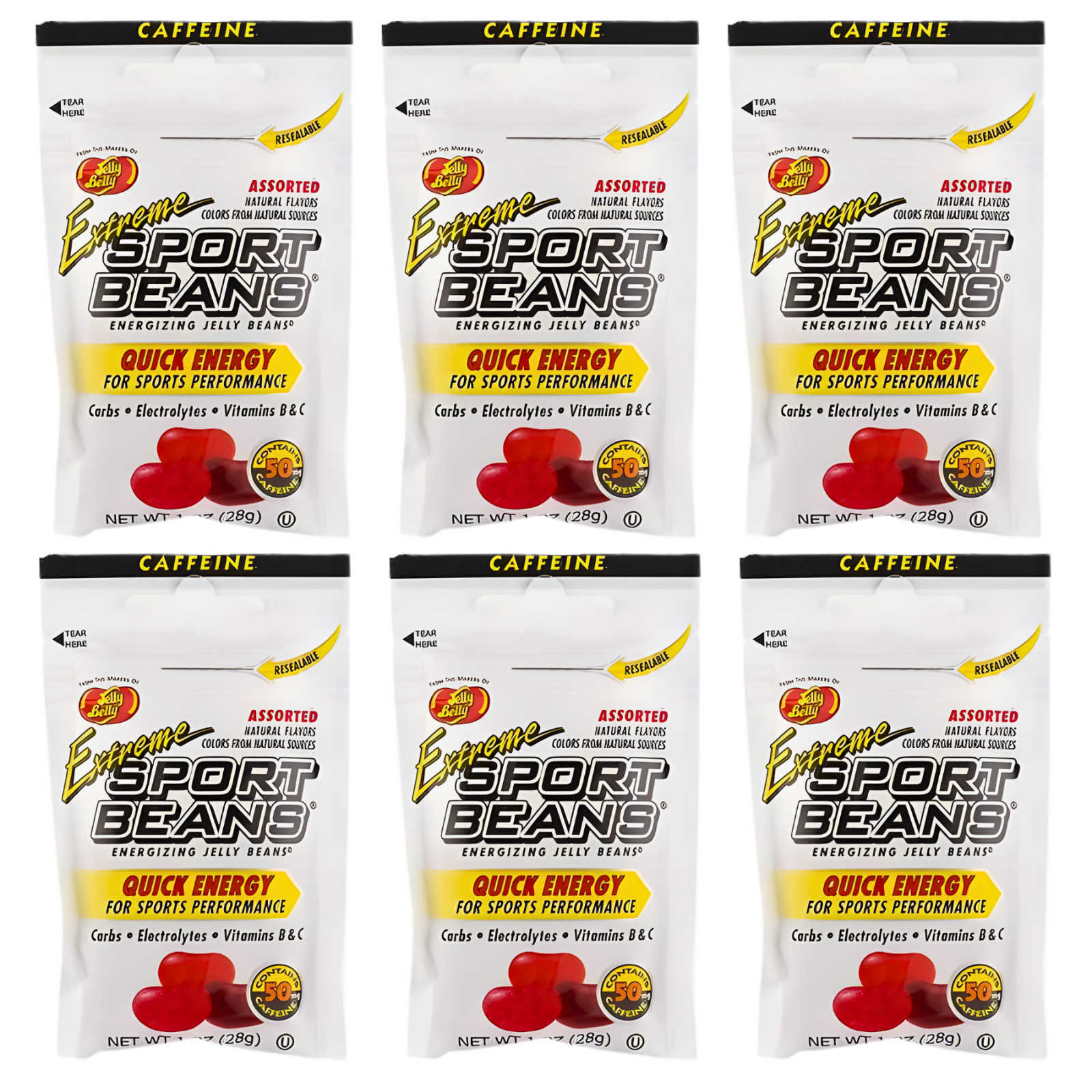 Jelly Belly Extreme Sport Beans Assorted 6 Pack Energy Jelly Beans