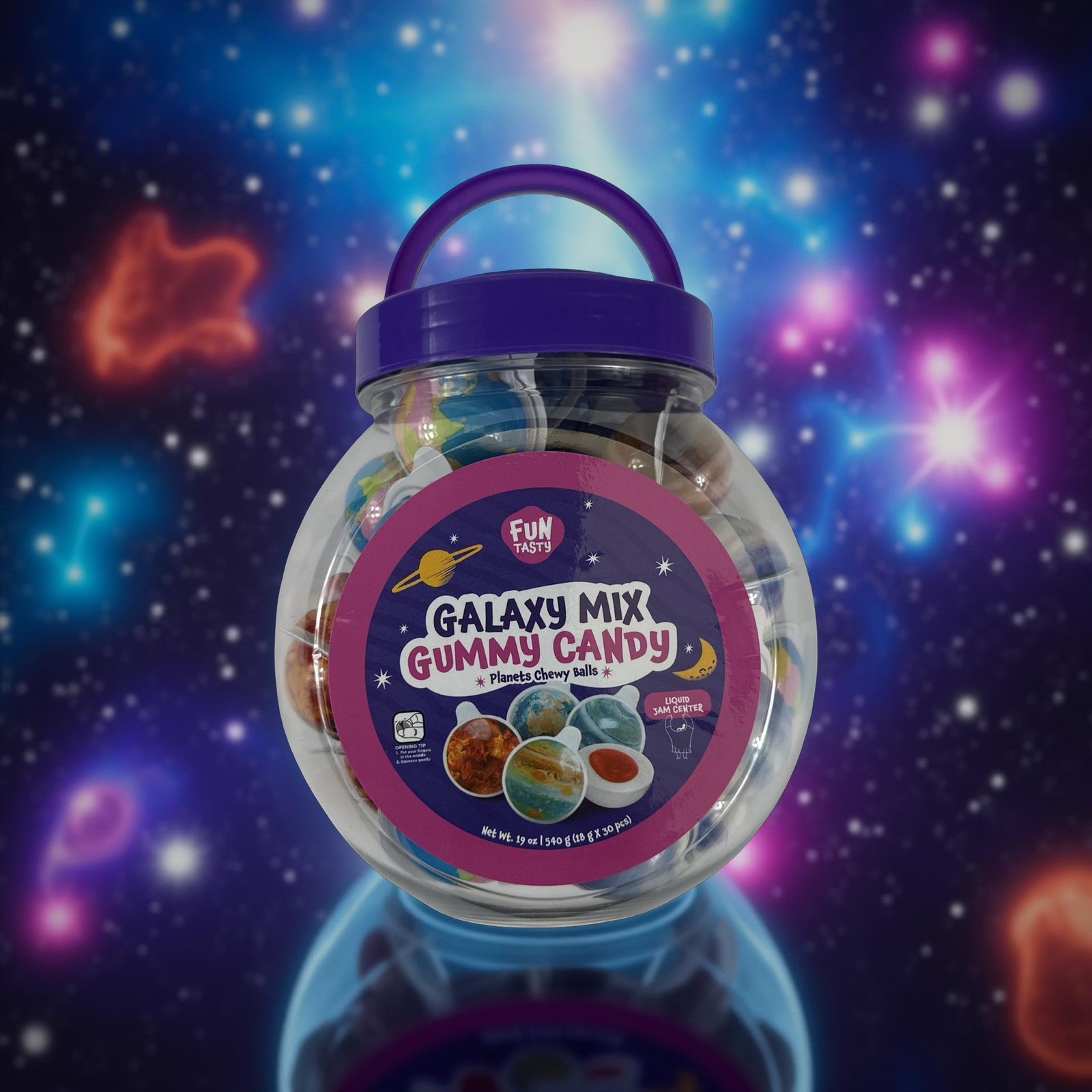 Jam Filled Fruit Gummy Balls, Mixed Fruit or Strawberry, 19 Oz Jar, 30 Pieces