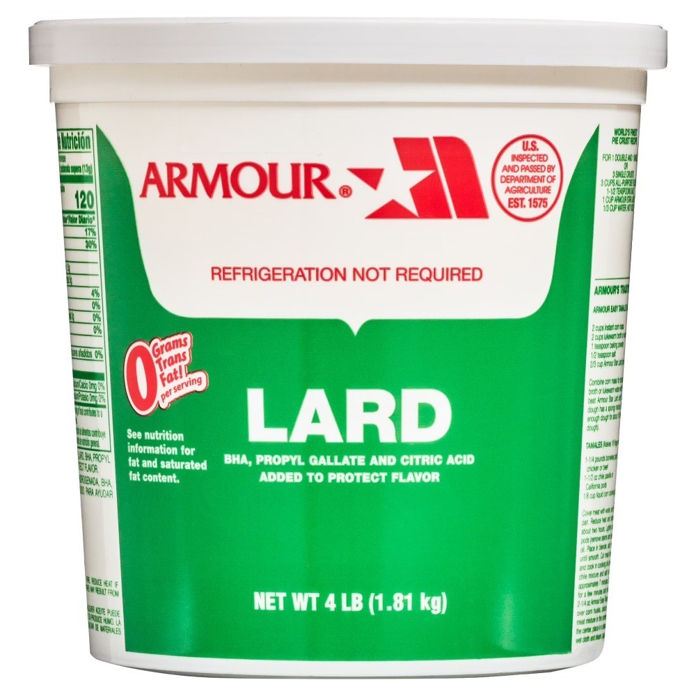 Premium Lard 4 Pound Tub Pure Rendered Cooking Fat Baking Shortening
