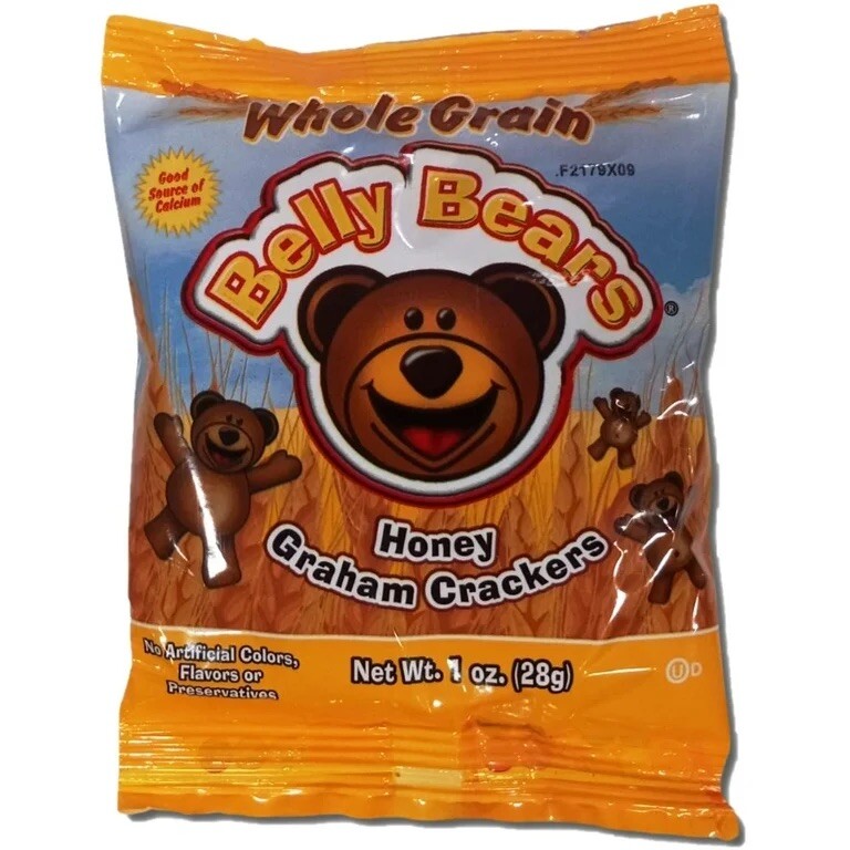 Whole Grain Belly Bears Animal Cracker Snacks, 1 Ounce | Pack of 20 (Honey)