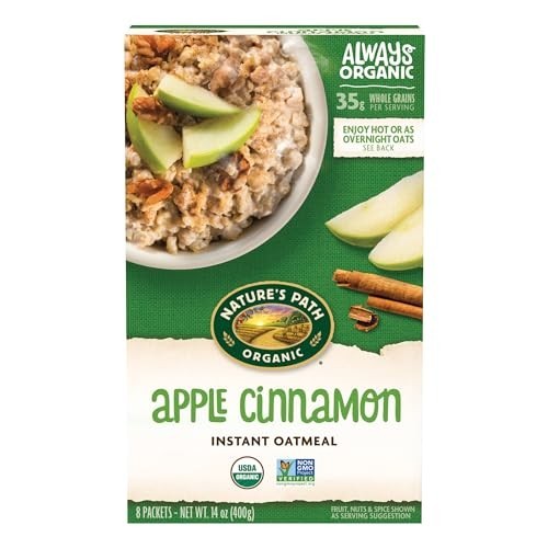 Organic Apple Cinnamon Instant Oatmeal, 14 oz – Pack of 6, Non-GMO, Healthy Brea