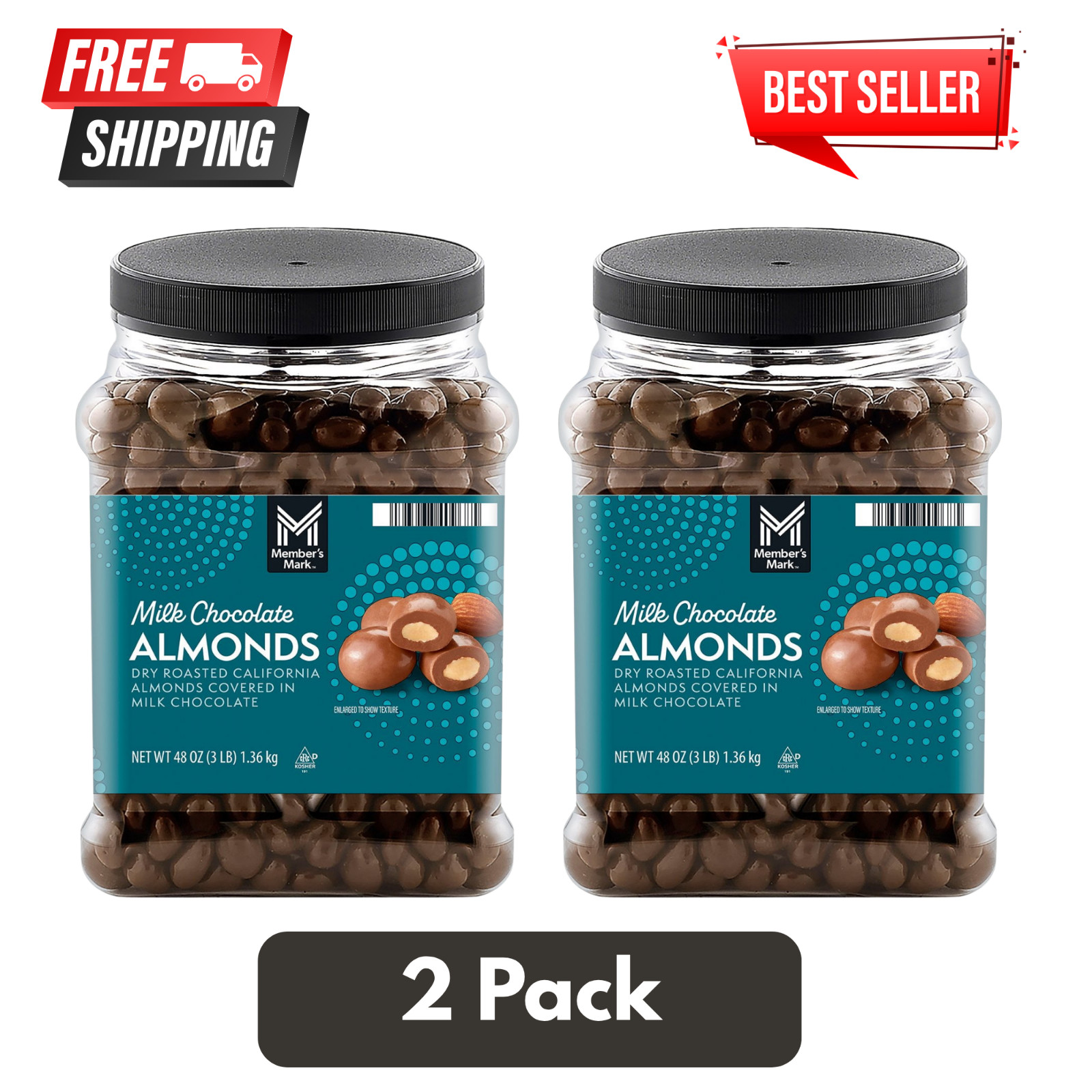 Member’s Mark Milk Chocolate Almonds, 48 oz, 2 Pack Great Price Free Shipping