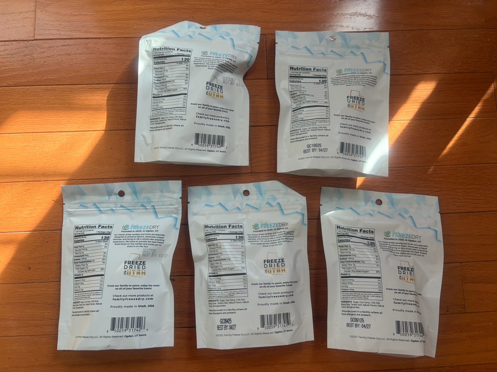 Lot 5 Packs Freeze Dried Candy Frizzle Krackles No Artificial Dyes or Flavors