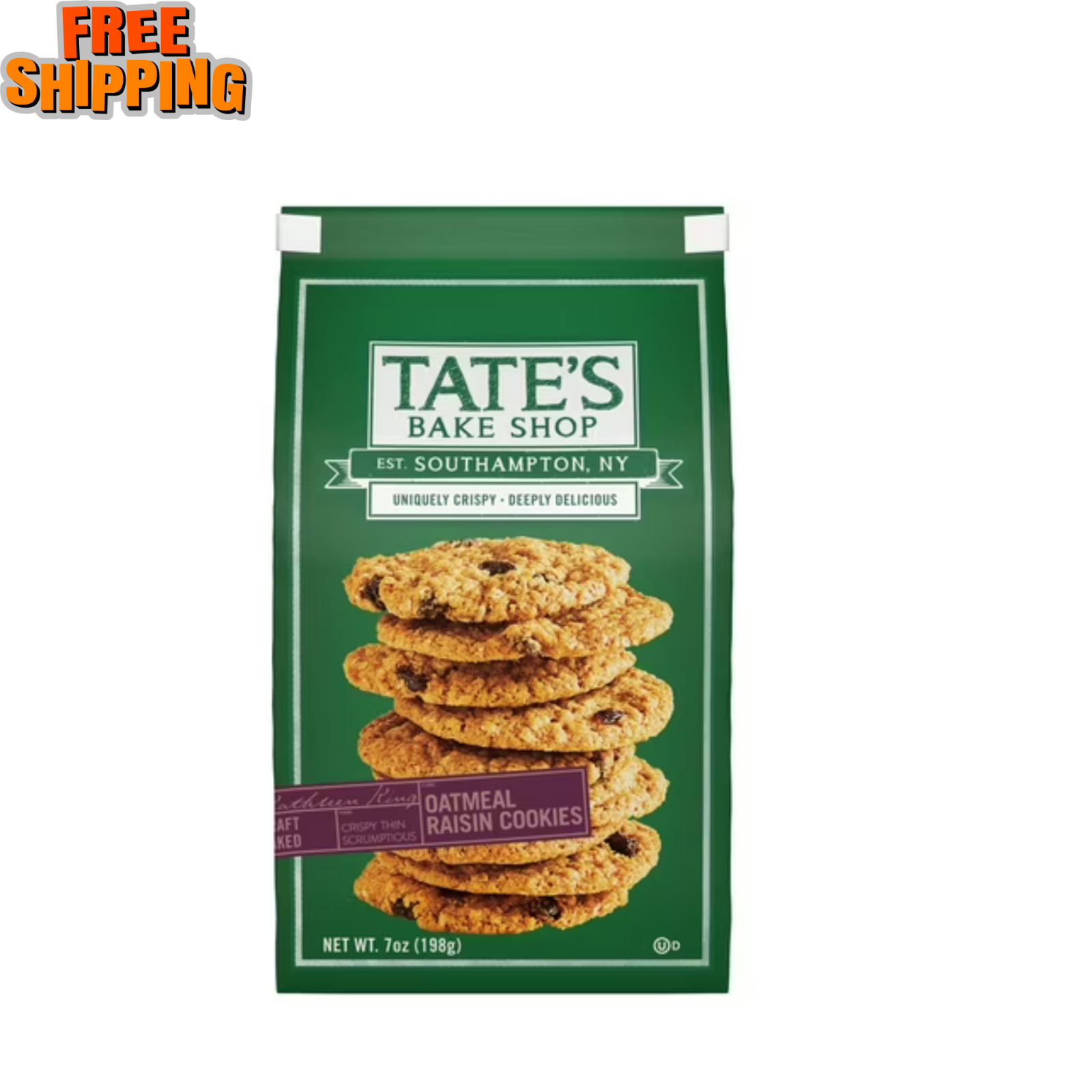 Tate’s Bake Shop Oatmeal Raisin Cookies, 7 oz package-free shipping