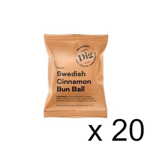 Dig Organic Swedish Cinnamon Bun Ball 20-pack (20×25 g) – Swedish Fika
