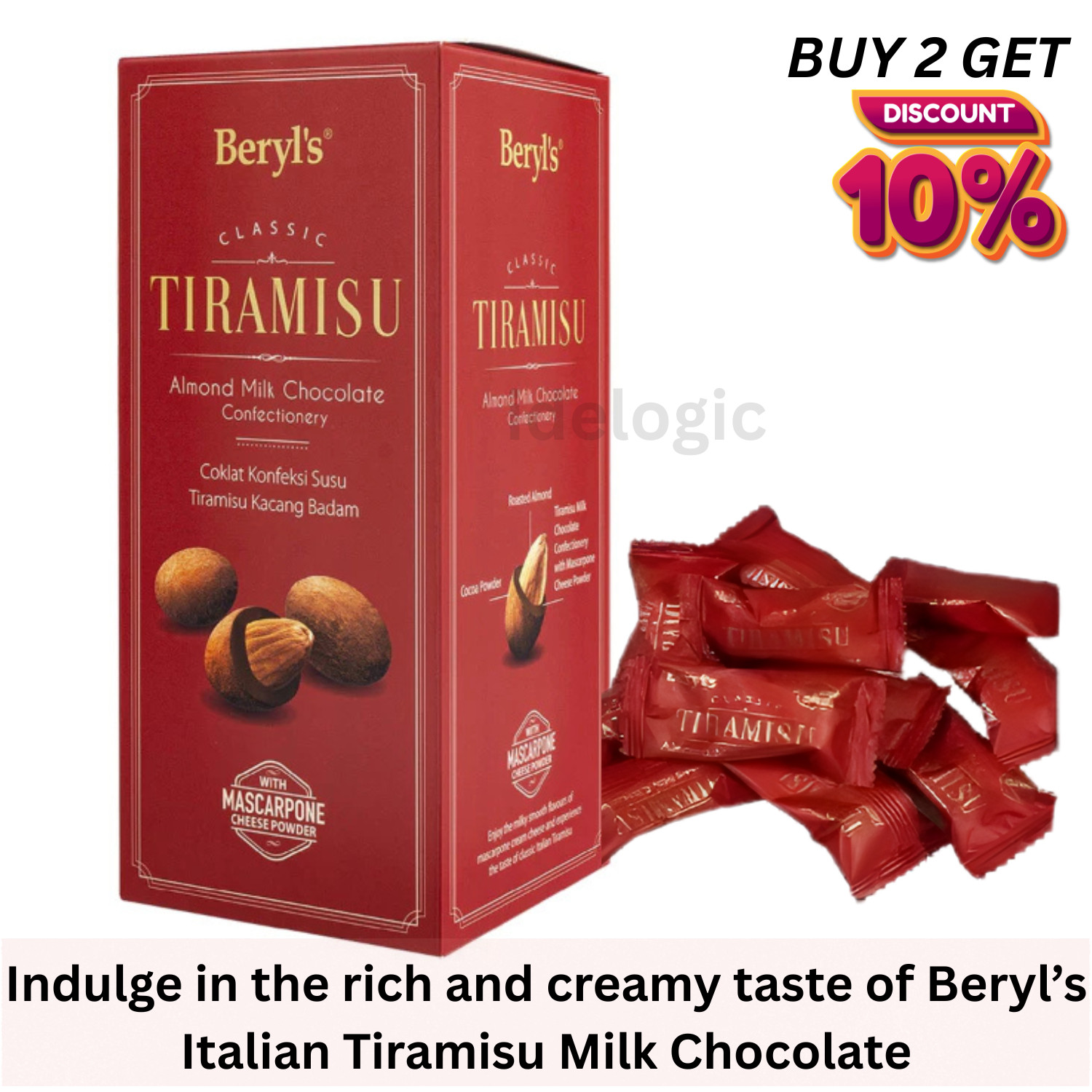 180g Beryl’s Tiramisu Chocolate Roasted Almond Milk Beryls Mascarpone 180g