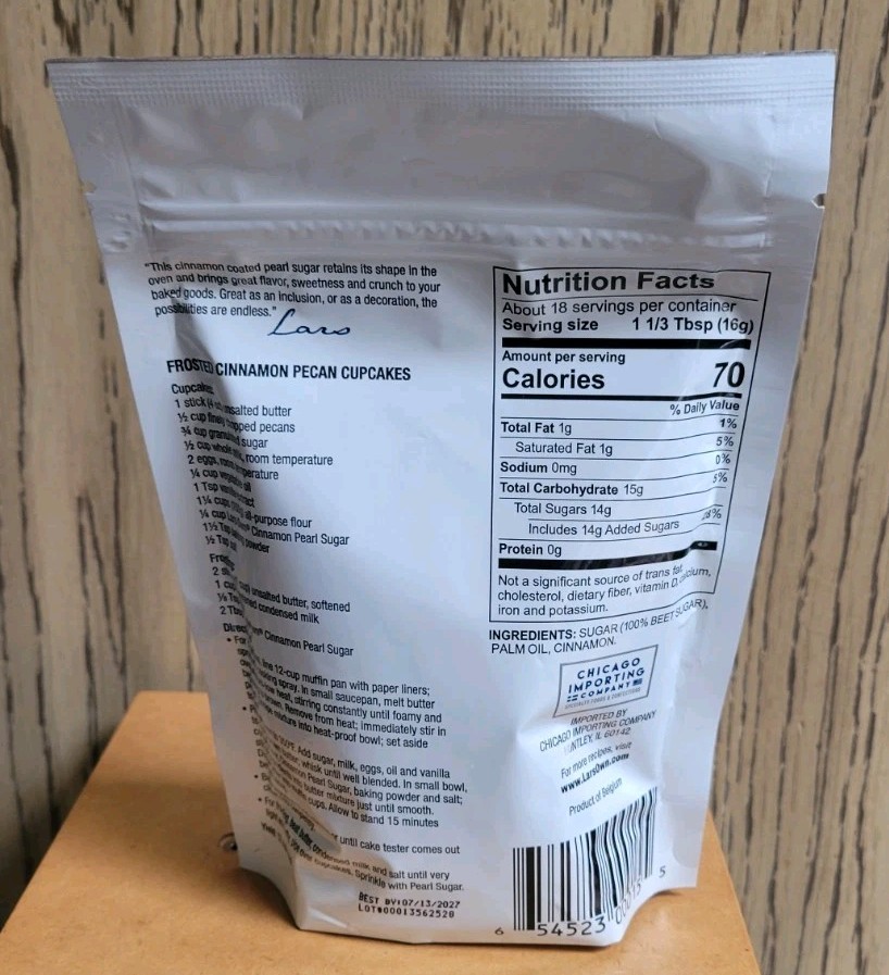 LARS OWN CINNAMON Scandinavian Swedish Pearl Sugar Belgium Import 10oz/283g Bag
