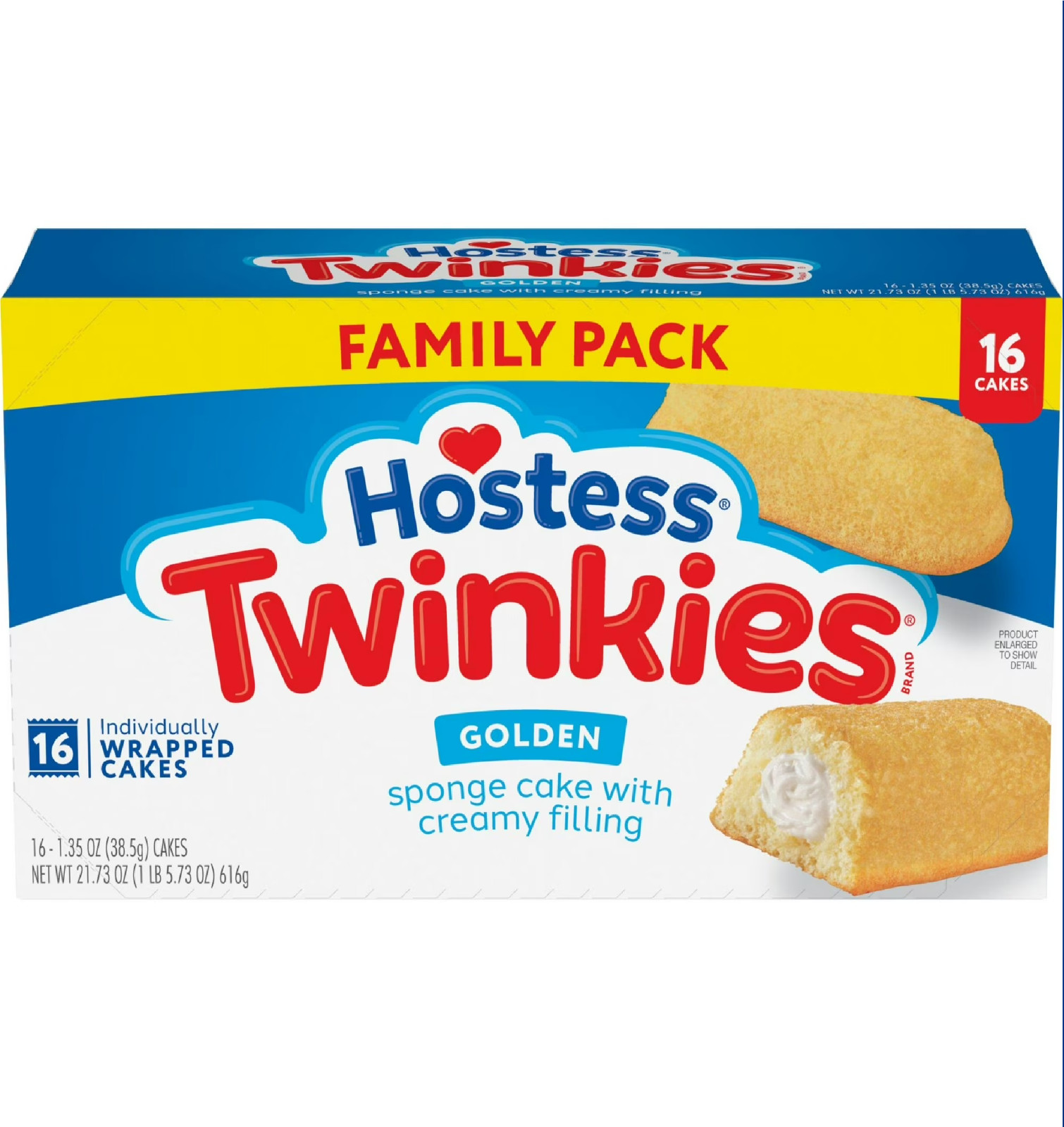 Hostess Twinkies Snack Cakes, Golden Sponge Cake with Crème Filling, 21.73 oz Bo