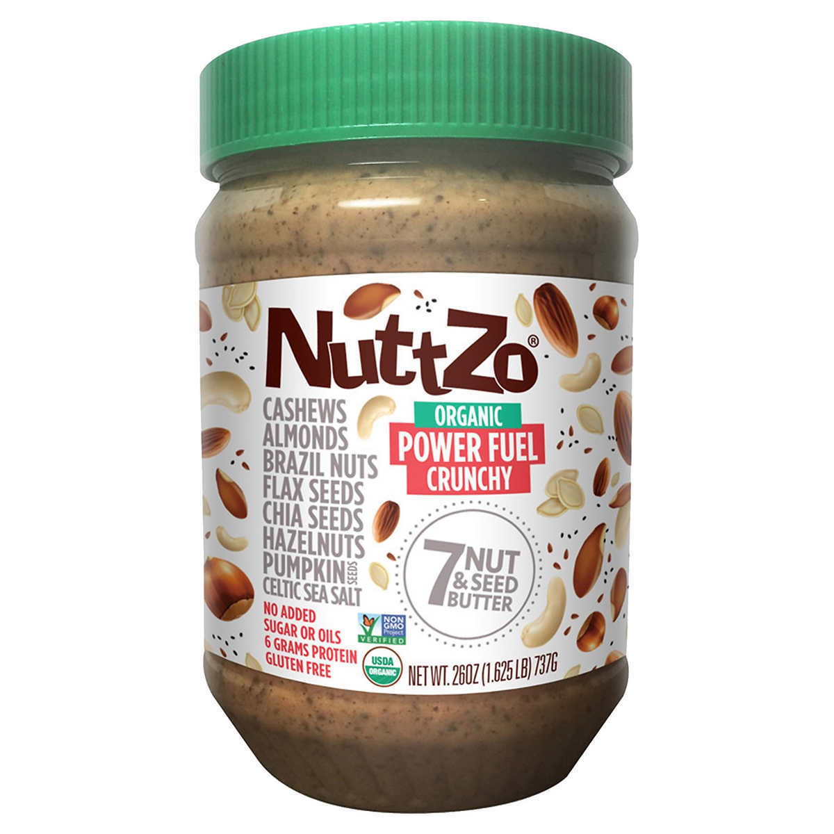 Nuttzo Organic 7 Nut & Seed Butter, Power Fuel Crunchy, 26 Ounce