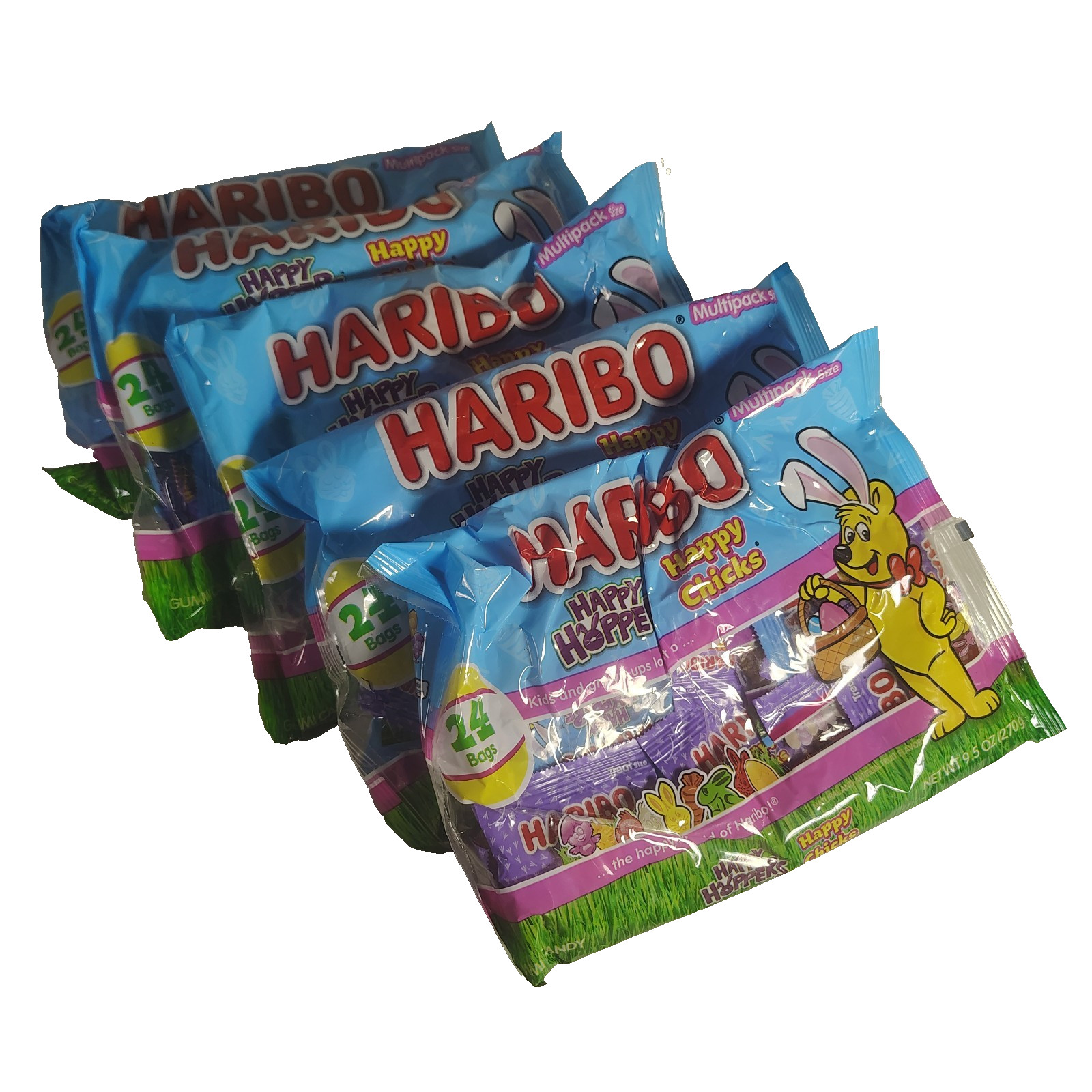 HARIBO Happy Hoppers & Chicks Easter Gummy Candy 9.5 Oz Bag Of Mini Bags (5PACK)
