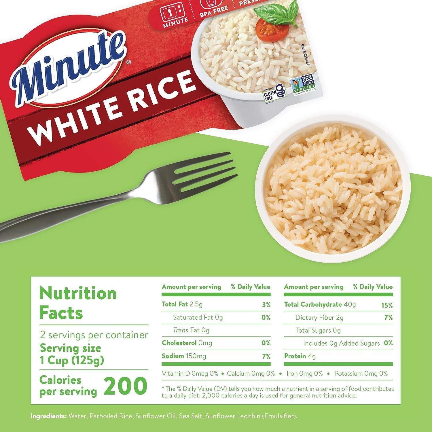Ready-to-Serve White Rice, Microwavable Rice Cups, 8.8-Ounce Cups Pack of 8