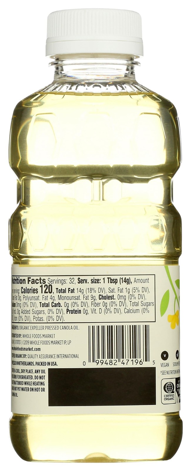 365 by Whole Foods Market, Organic Canola Cooking Oil, 16 Fl Oz (Pack of 1)