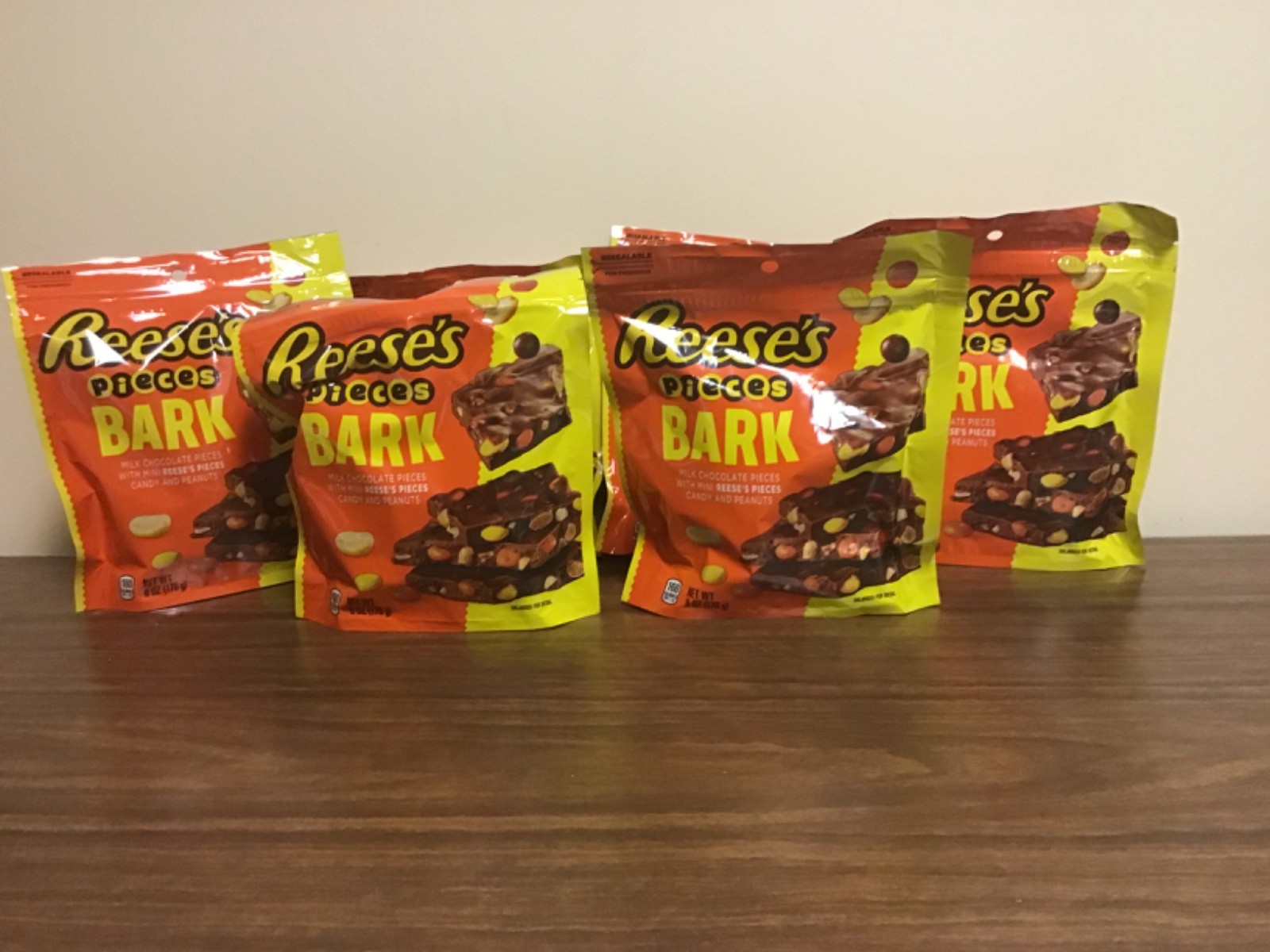 Six Awesome Bags Of 6 OZ Reeses Pieces Bark Chocolate Candy Exp 07/26