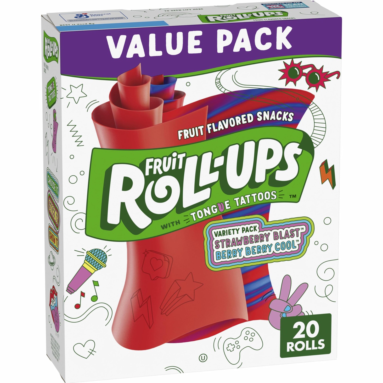 Fruit RollUps Fruit Flavored Snacks, Variety Value Pack, 20 Ct, 10 oz