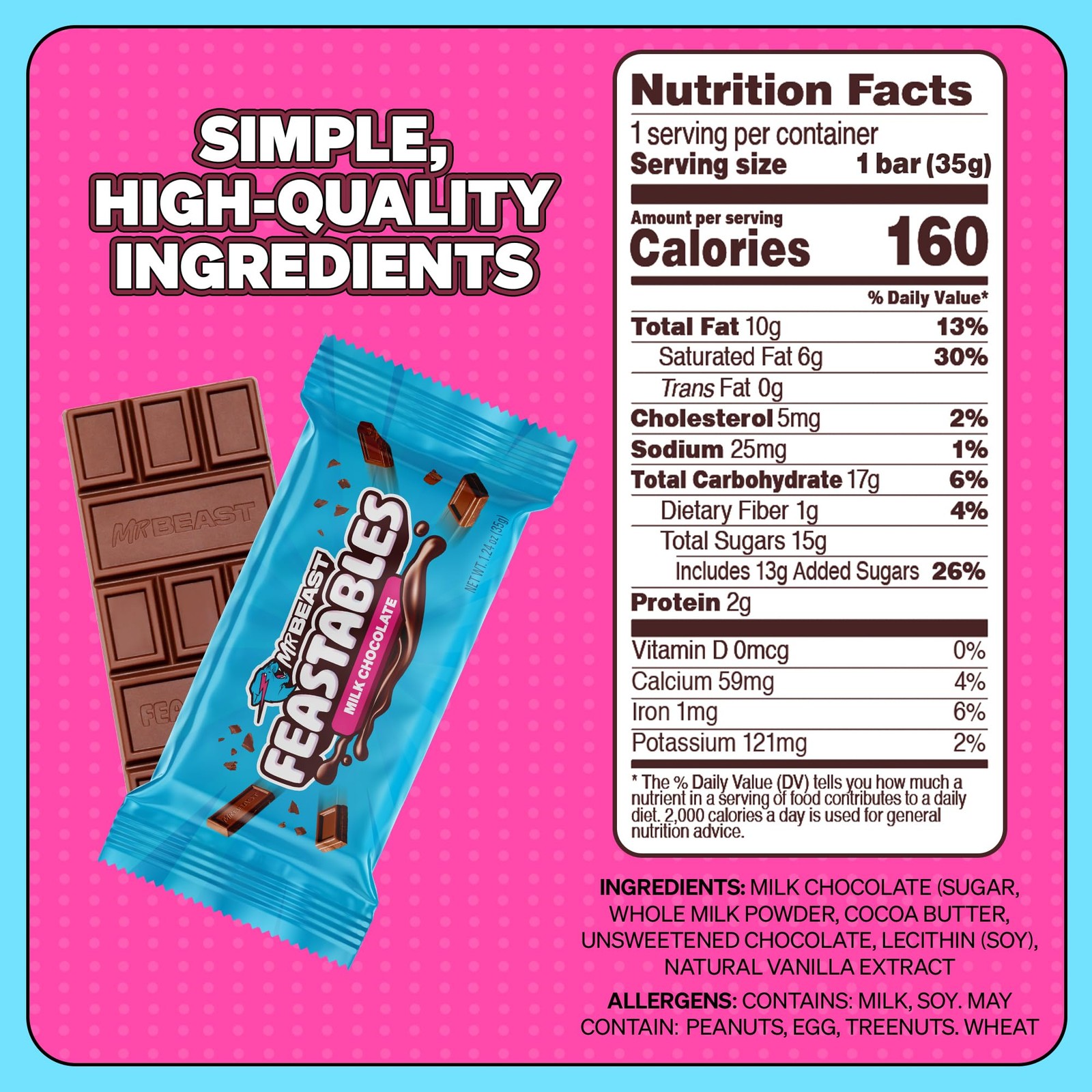 Milk Chocolate Bars, Fairtrade Cocoa Snacks for Gifts or Desserts, 24 Count