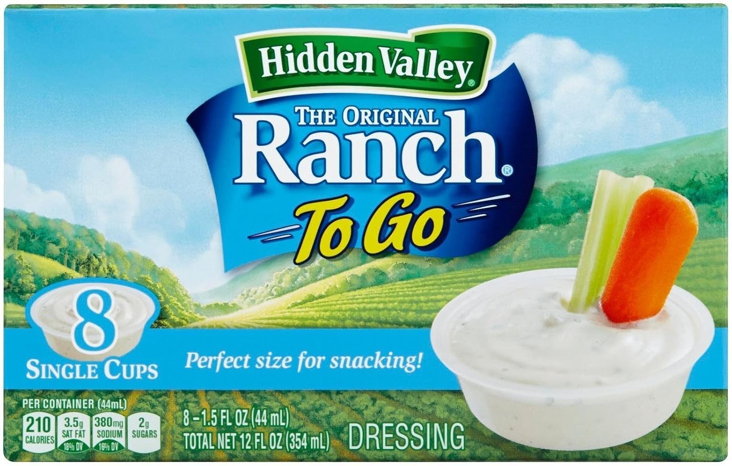 Hidden Valley Ranch Dipping Cups 8 Count 1.5 Oz Original Ranch Dressing