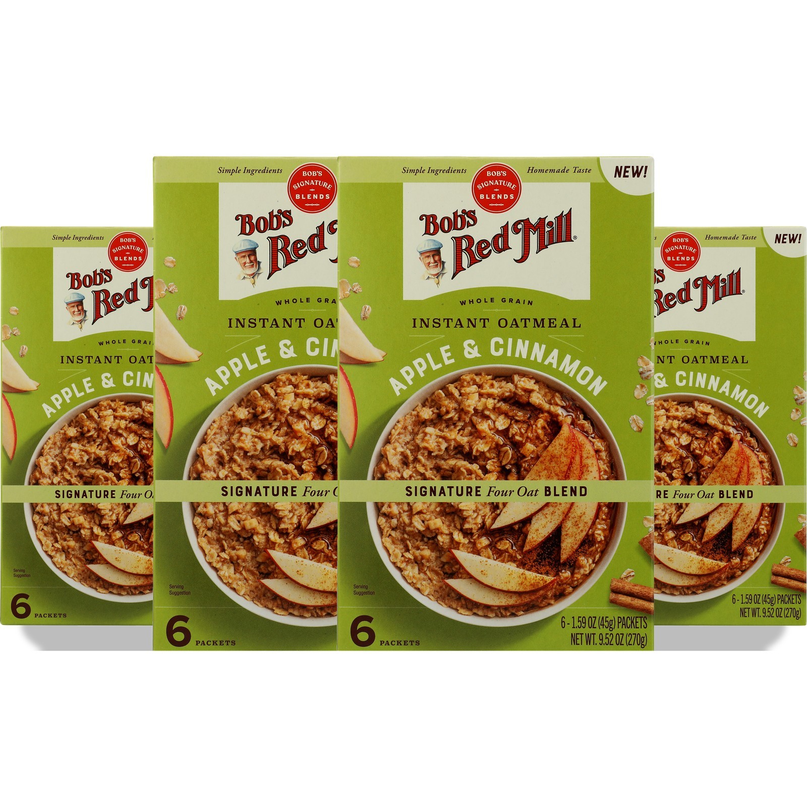 Bob’S Red Mill Apple Cinnamon Instant Oatmeal 6 Packets 1.59 Oz 4 Pack