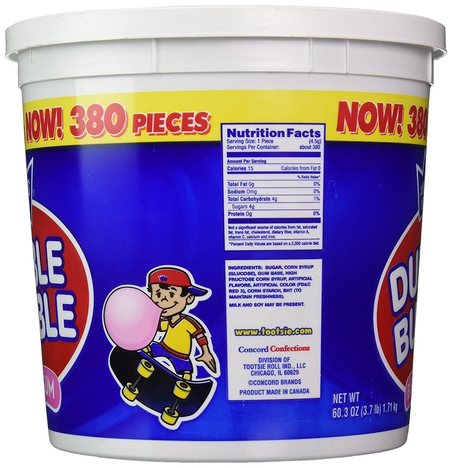 Dubble Bubble Tub Original Flavor 380-Count 60.3 Oz(3.7 lb