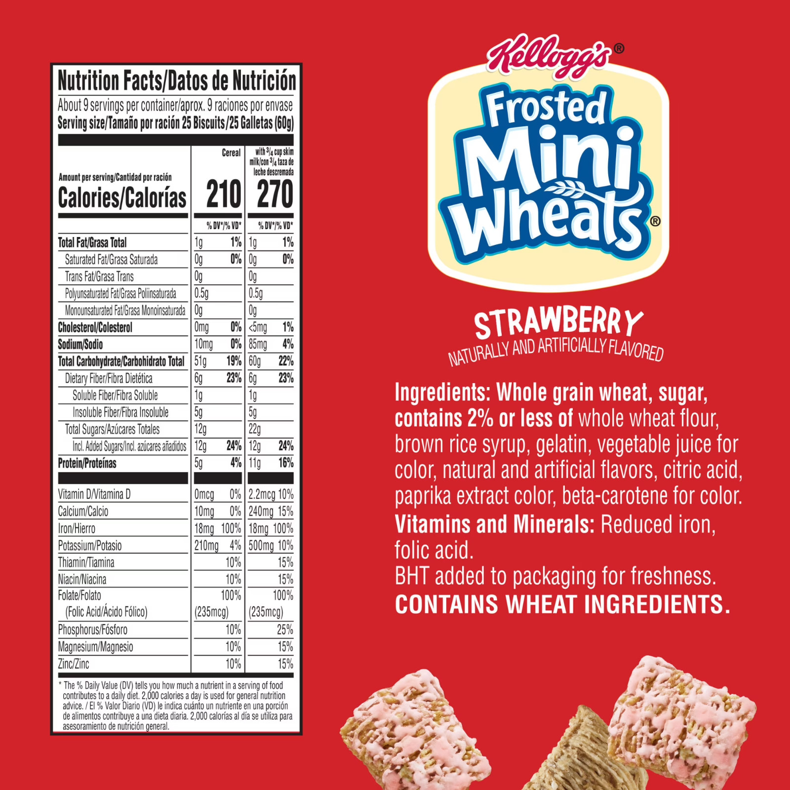 Kellogg’s Frosted Mini-Wheats Breakfast Cereal, Kids Cereal, Strawberry, 20oz Bo