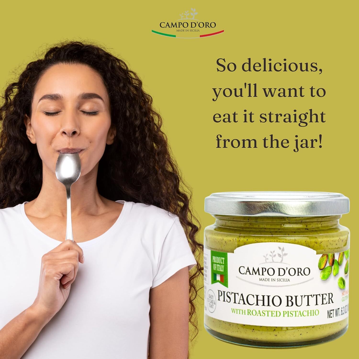 Pistachio Nut Butter, 6.35 Oz (180G) Sweet Sicilian Pistachio Cream Spread , USA