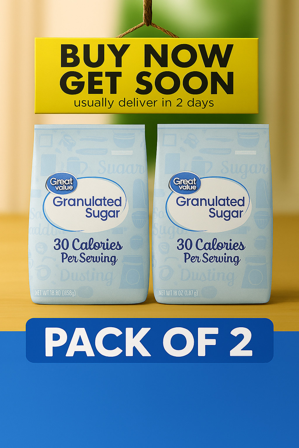 Great Value Granulated Sugar 10 lb – 2 Pack Pure White Baking Bulk Supply