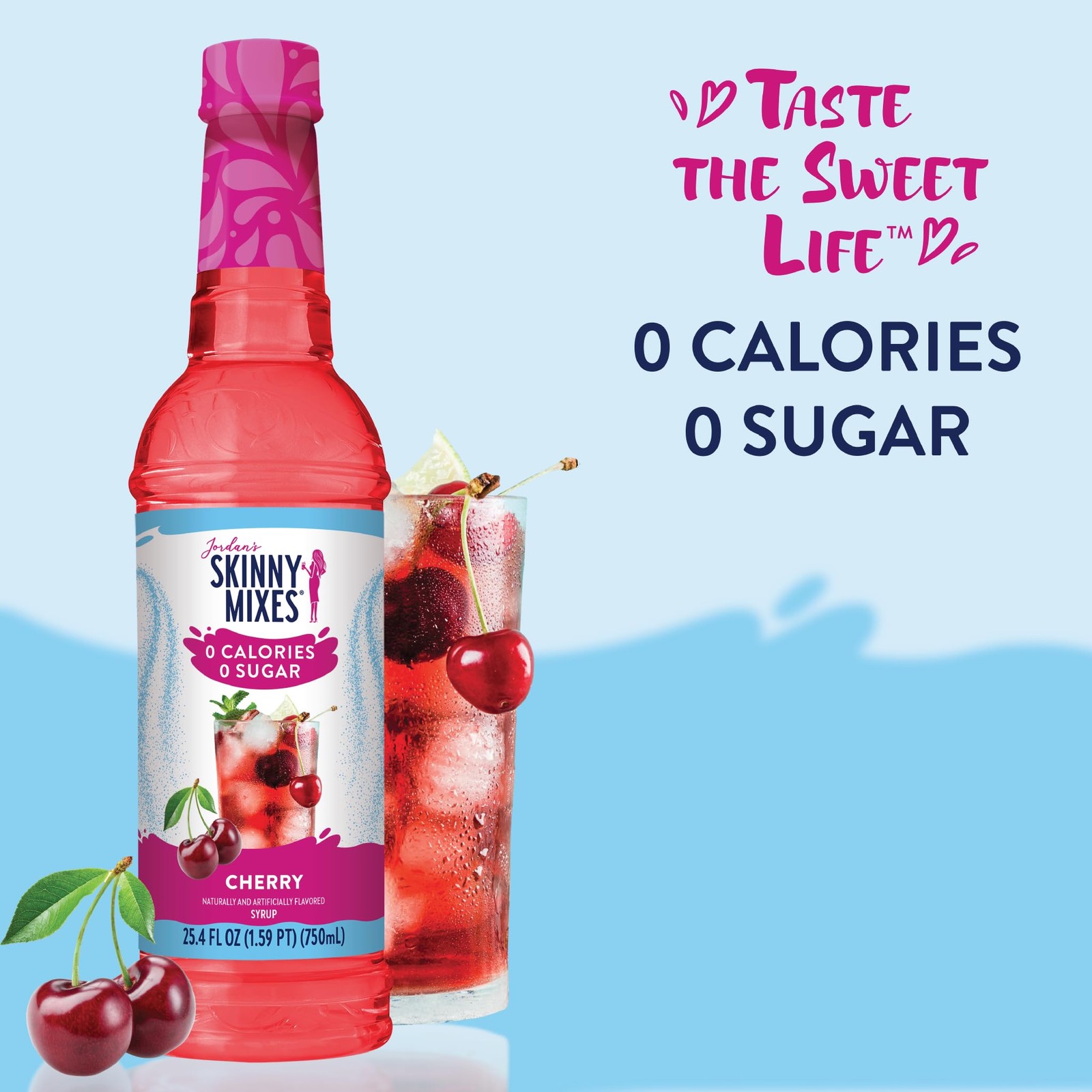 Jordan’s Skinny Mixes Sugar Free Syrup, Cherry Flavor, 25.4 Fl Oz (Pack of 1)