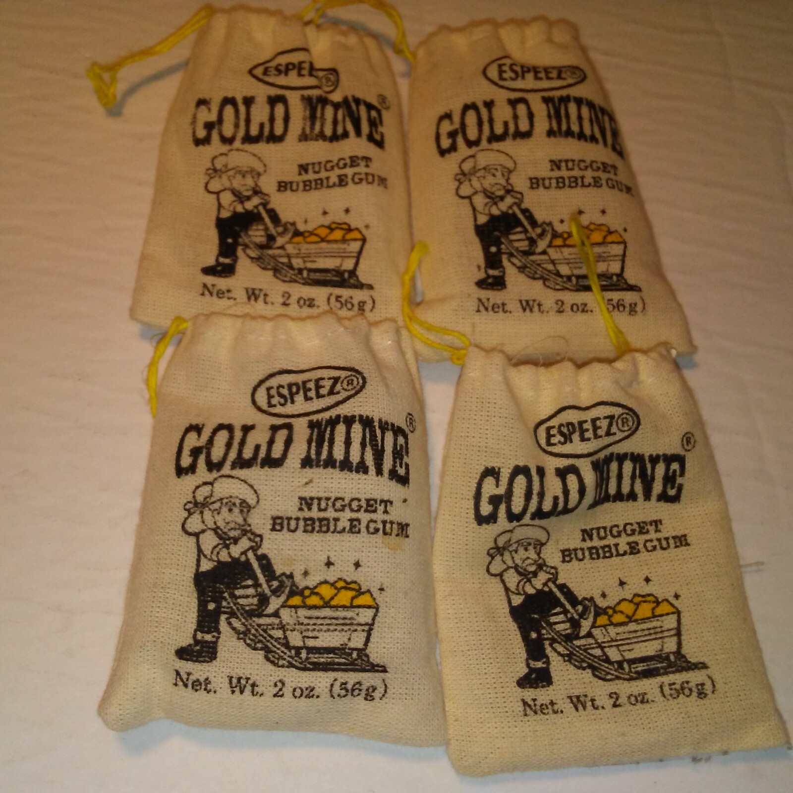 Mini EMPTY candy bags.Espeez Gold Mine Nugget Bubble Gum Net. Wt. 2 oz(56g).