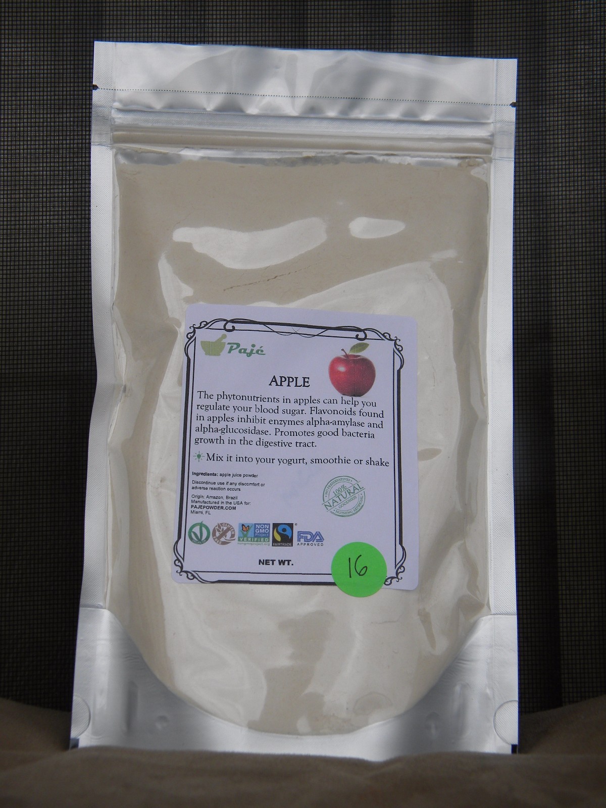 APPLE powder 32oz – 2lb , freeze dried , natural, gluten free, non-GMO PAJE