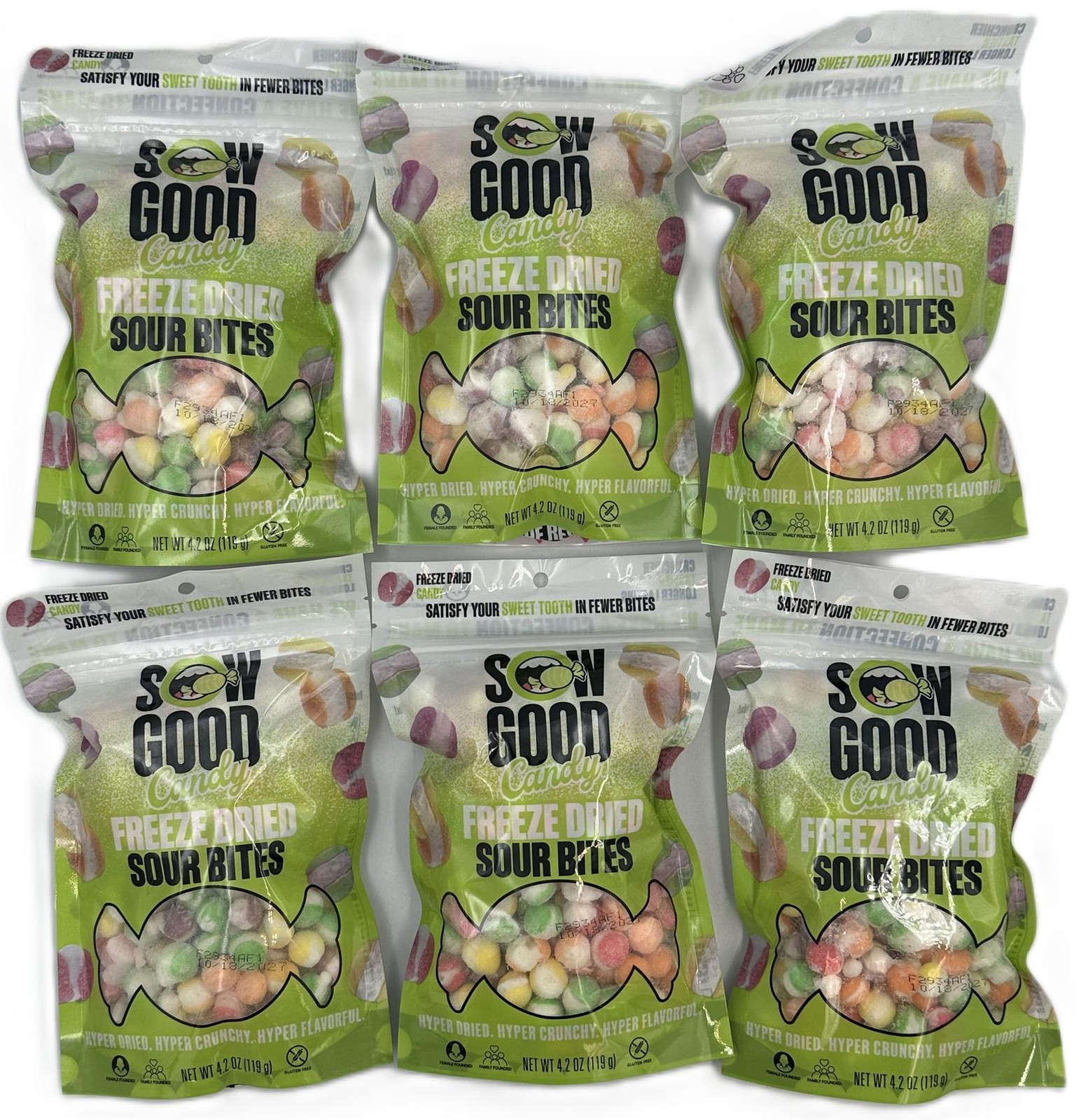 SOW GOOD Freeze Dried Sour Bites Crunchy-Flavorful EXP:10/18/2027 4.2oz 6-PACK