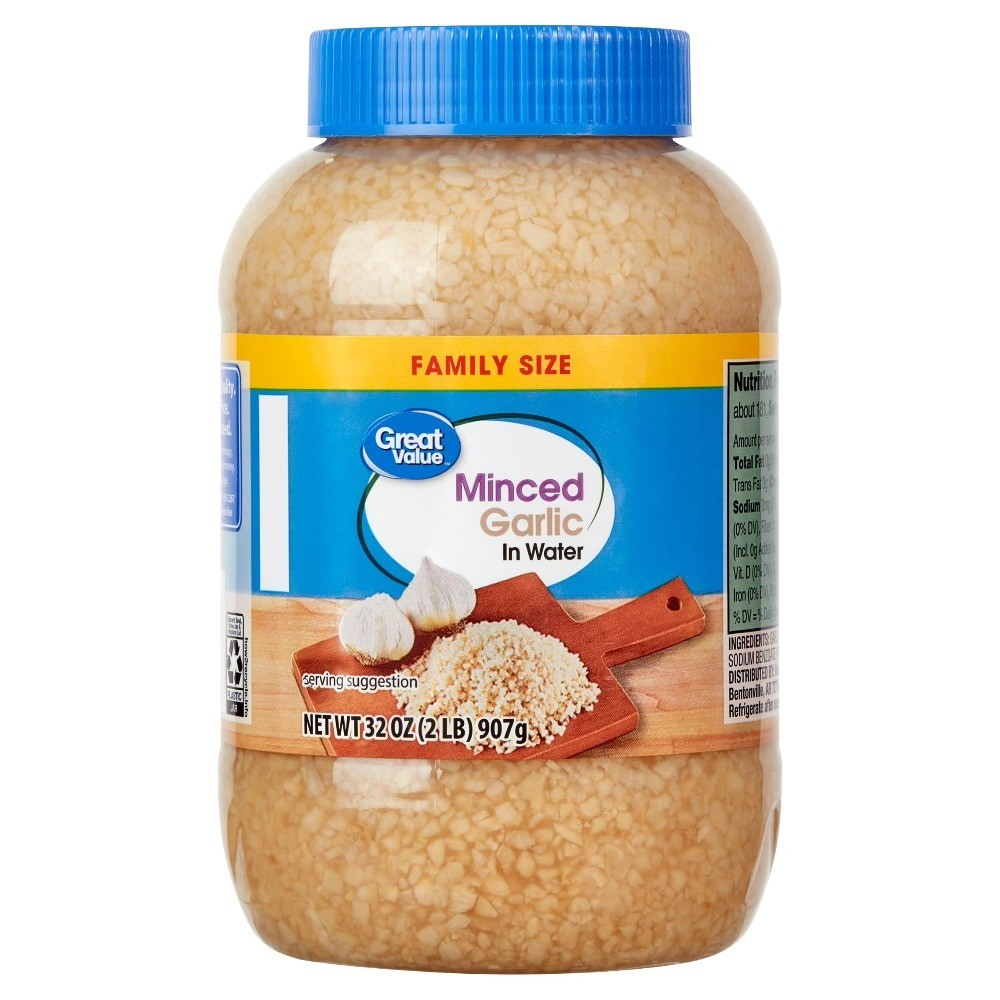 Minced Garlic in Water 32 oz Jar Family Size Bulk Container for Cooking
