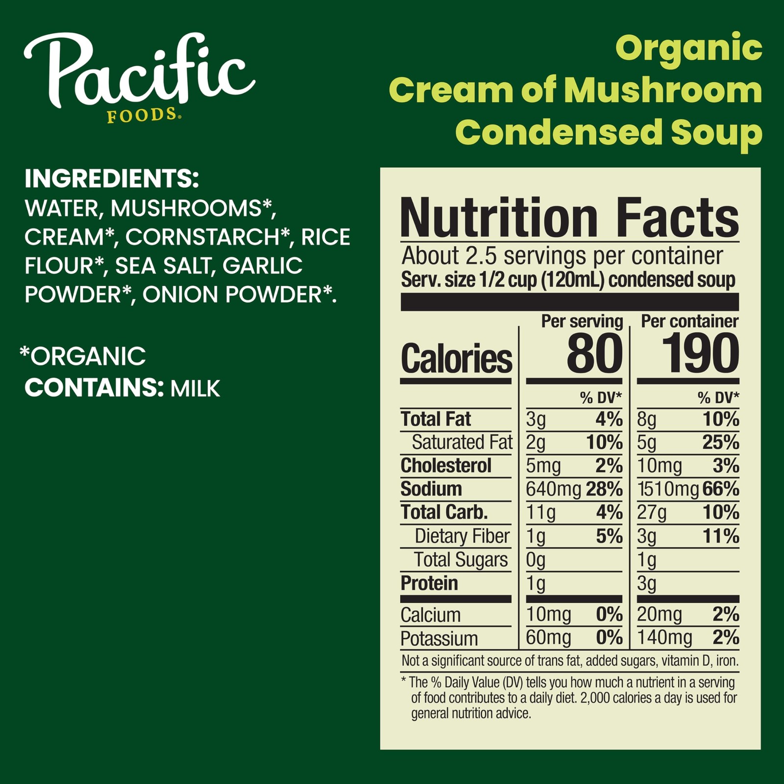 Pacific Foods Organic Cream of Mushroom Soup 12 Cans Gluten Free Vegetarian