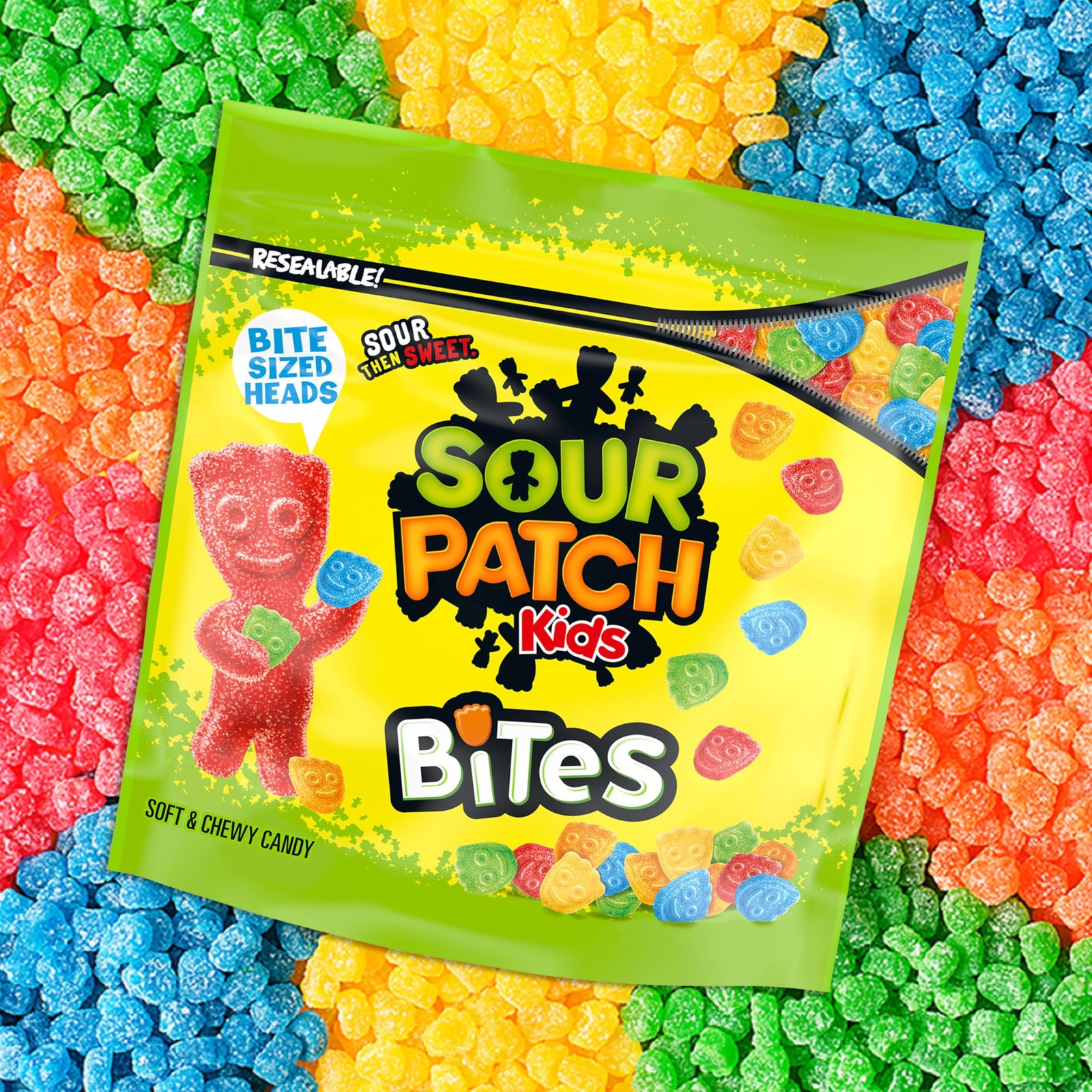SOUR PATCH KIDS Bites Soft & Chewy Gummy 12 Ounce (Pack of 1), Multicolor