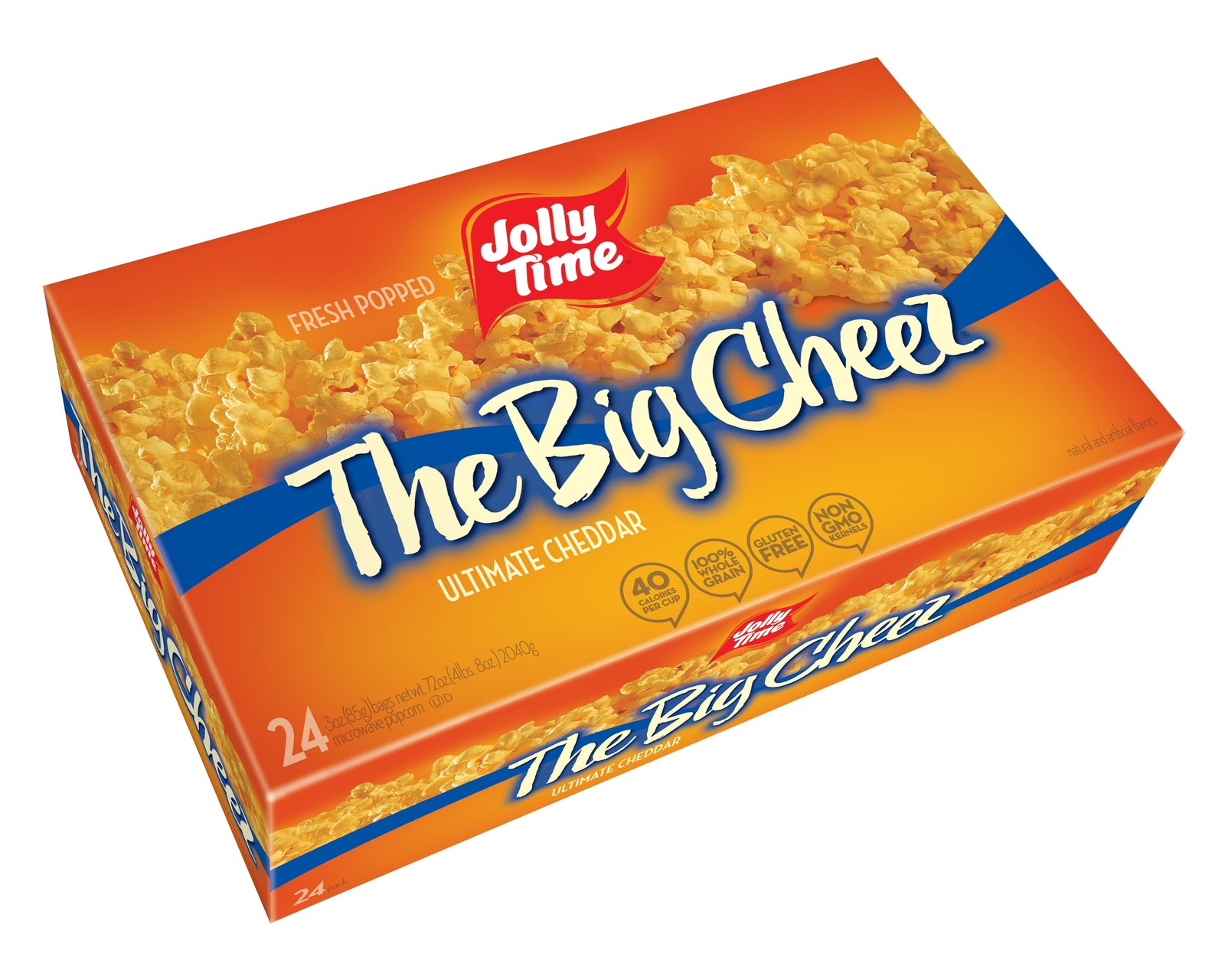 the Big Cheez Gourmet Cheddar Cheese Microwave Popcorn 24 Bags, 3.5