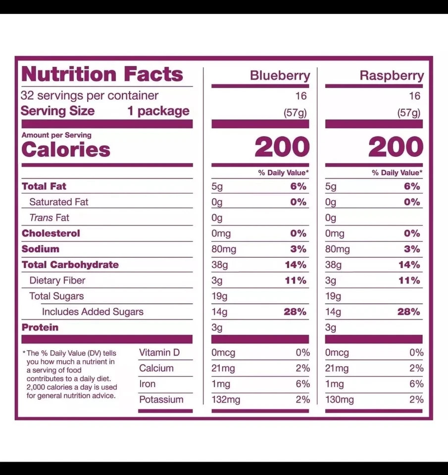 Nature’s Bakery Blueberry and Raspberry Variety Fig Bars (2 oz., 32 ct.)