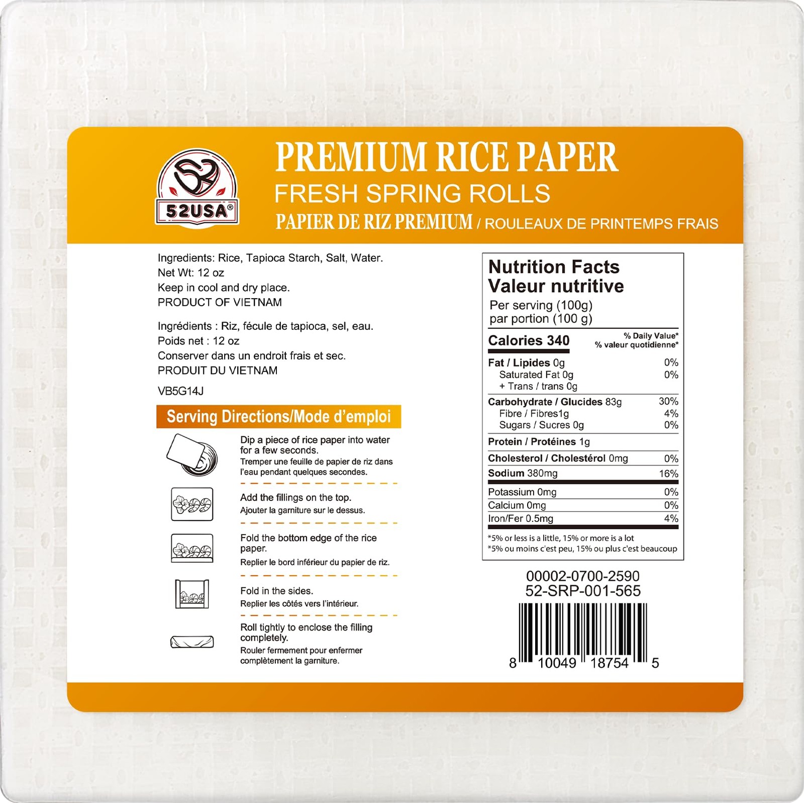 Square Rice Paper Wrappers for Spring Rolls & Dumplings – 34 Gluten-Free Sheets