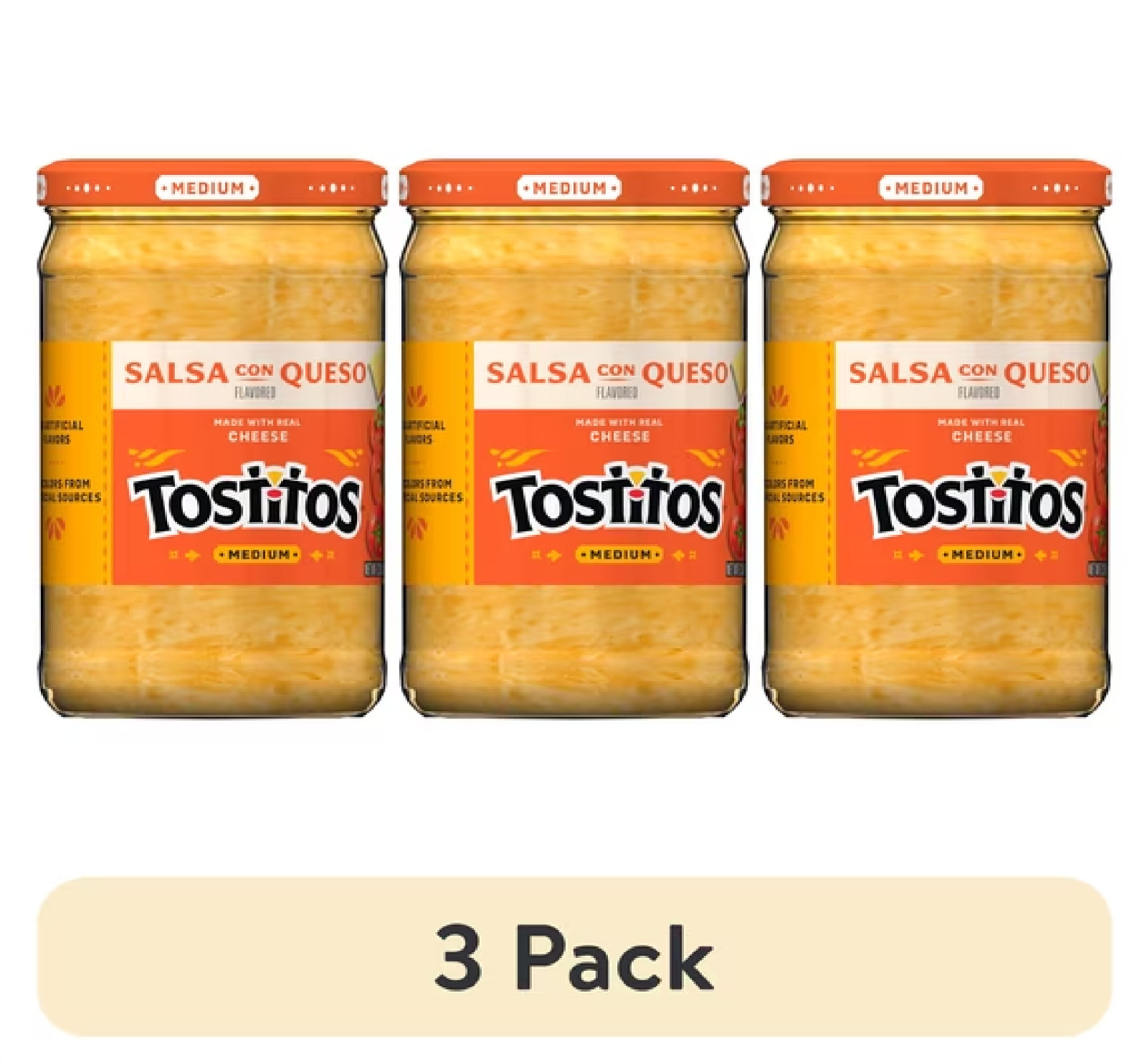 Tostitos Medium Salsa Con Queso, 23 oz Jar – 3 Pack