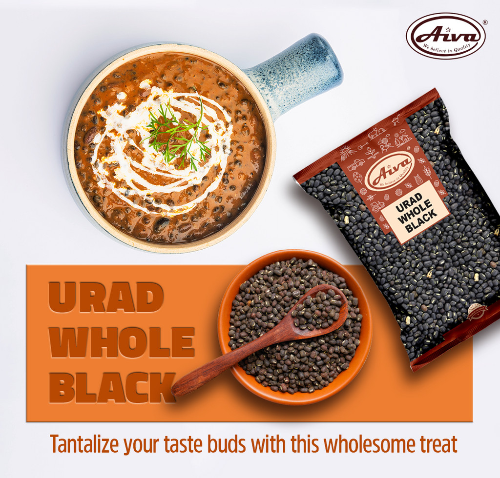 Aiva Urad Whole Black (Black Gram Whole) 40 LB Bulk
