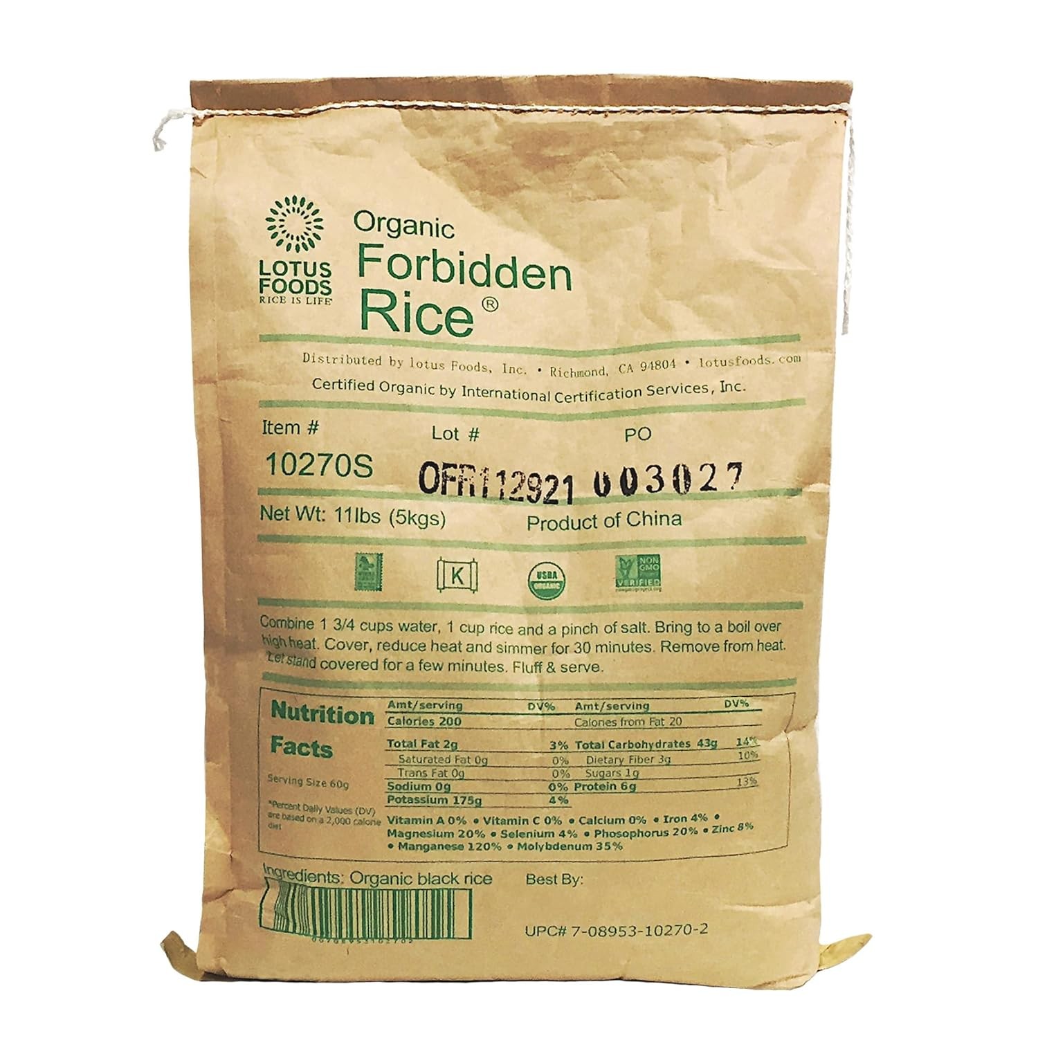 Lotus Foods Bulk Organic Forbidden Rice – Black Rice Organic, Purple Rice, Black
