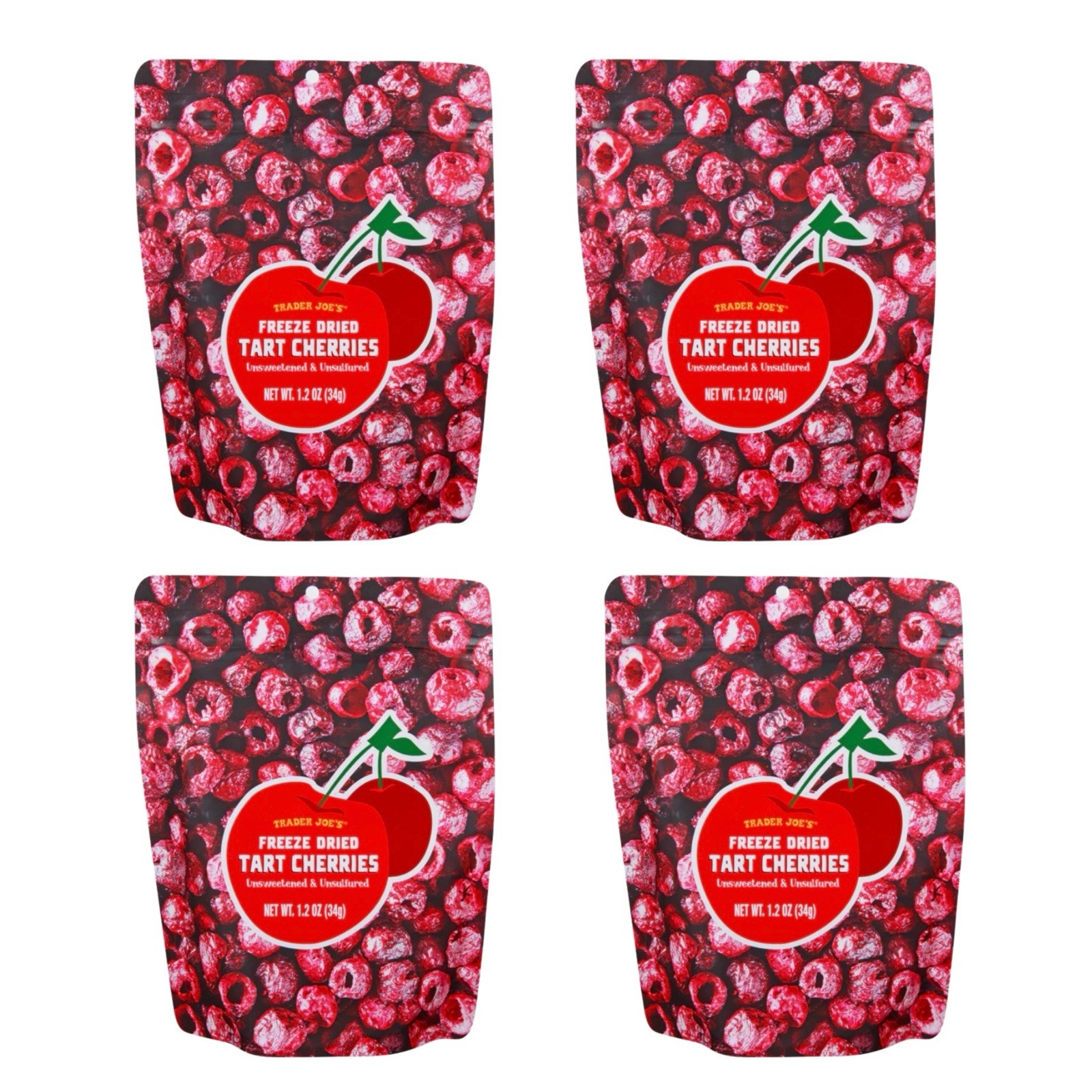 4 Packs Trader Joe’s Freeze Dried Tart Cherries -1,2 oz/34 g each – EXP 11/2027