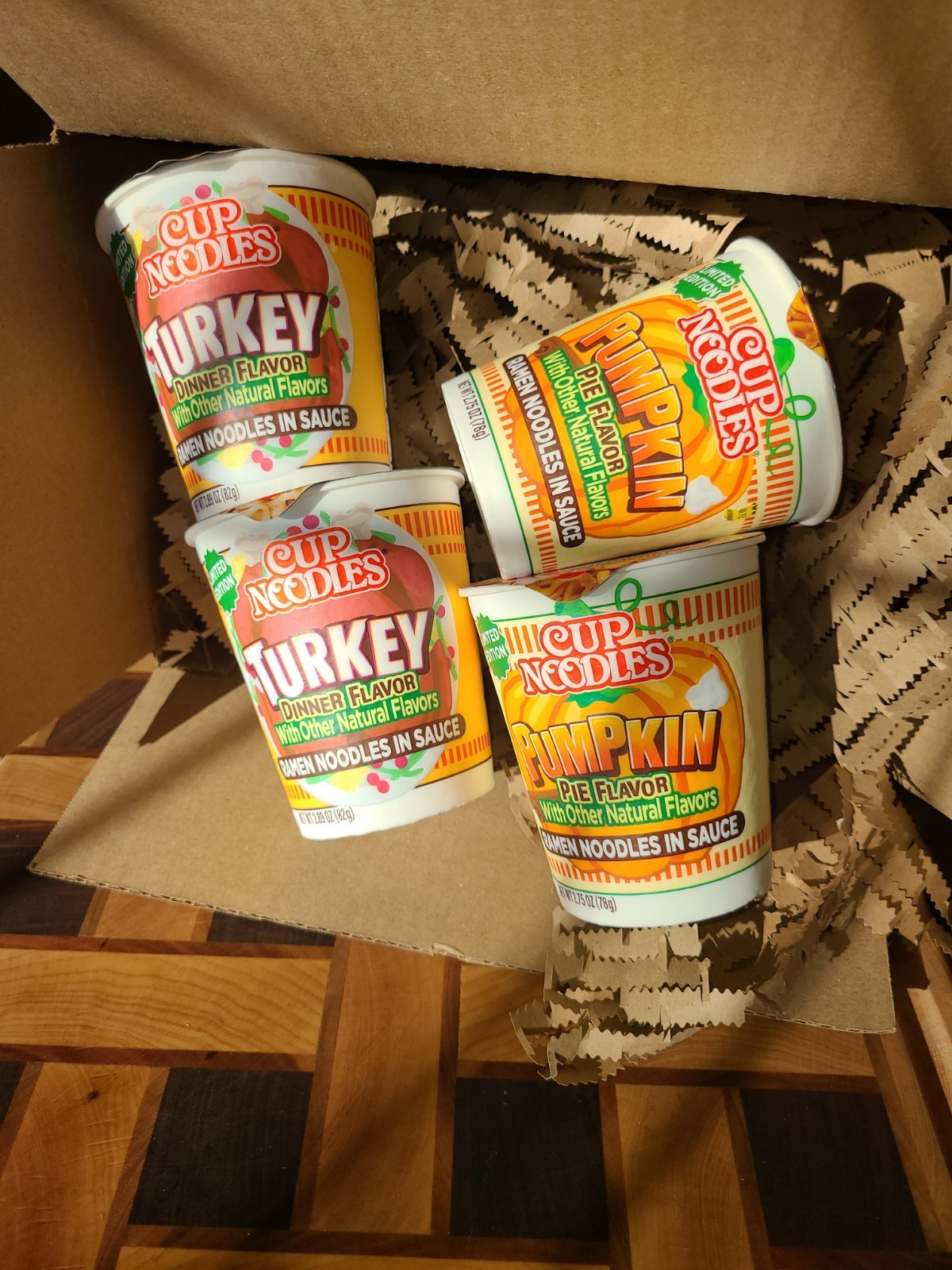 2 Cup Noodles Pumpkin Pie Flavor & 2 Turkey Dinner Ramen, 2.75oz – 4 Cups Total