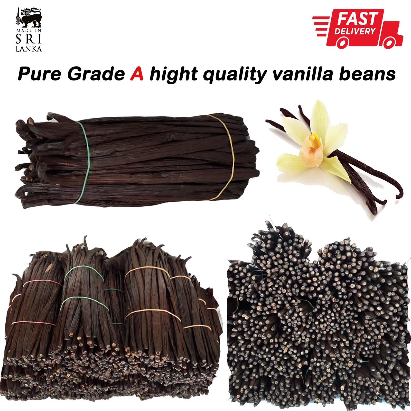 10 Vanilla Beans Premium Quality Vanilla Pods Sri Lanka A Grade 5″-6″ Inches