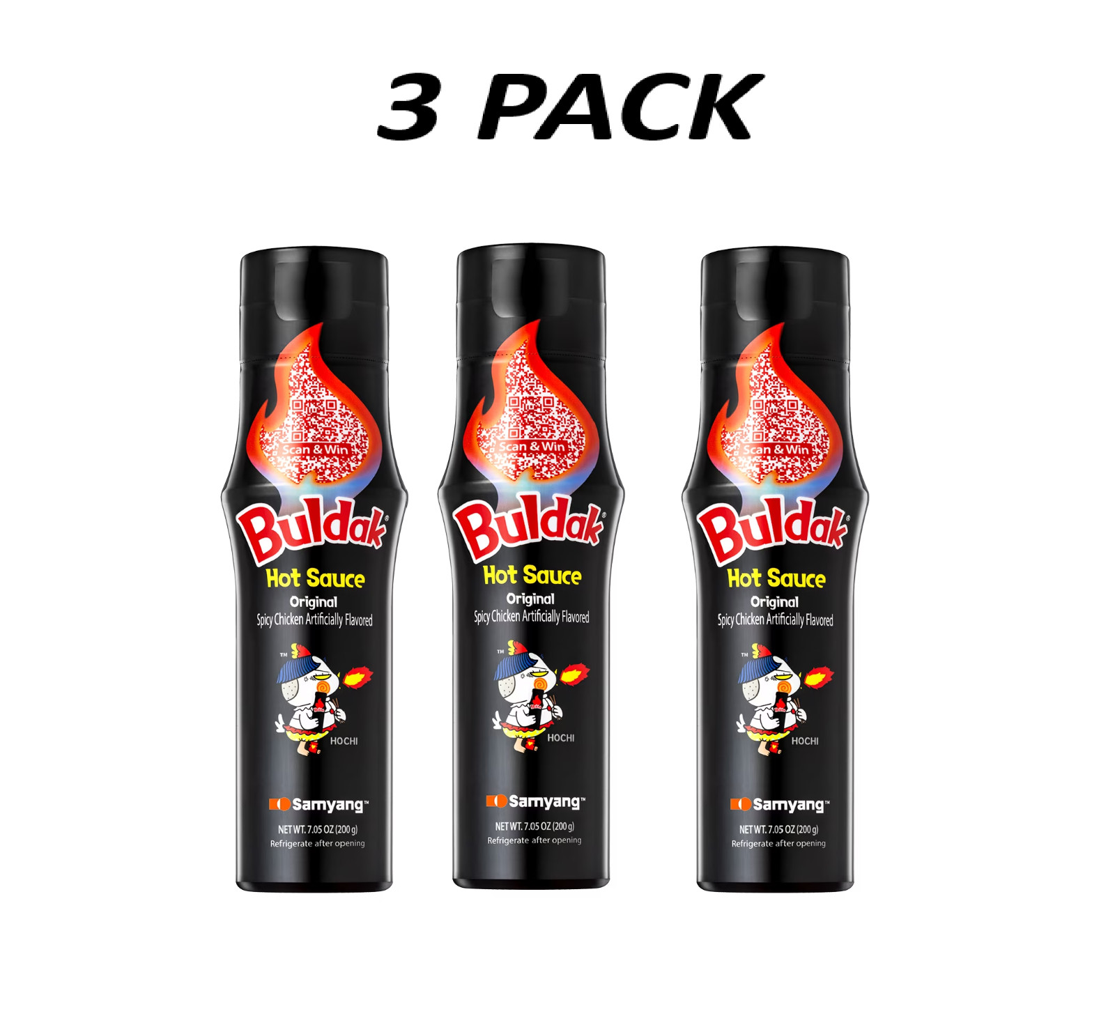 (3 Pack) Samyang Buldak Spicy Chicken Hot Sauce 200ml Lactose Free.