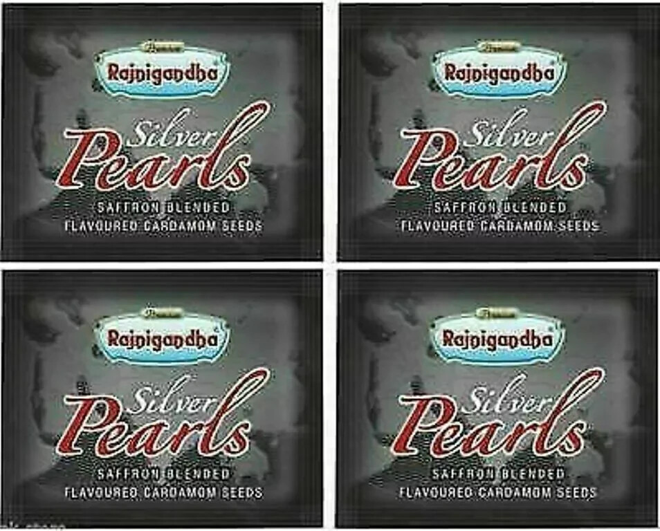 Rajnigandha Silver Pearls – 500 Pcs – Saffron Blended Flavoured Elaichi Cardamom