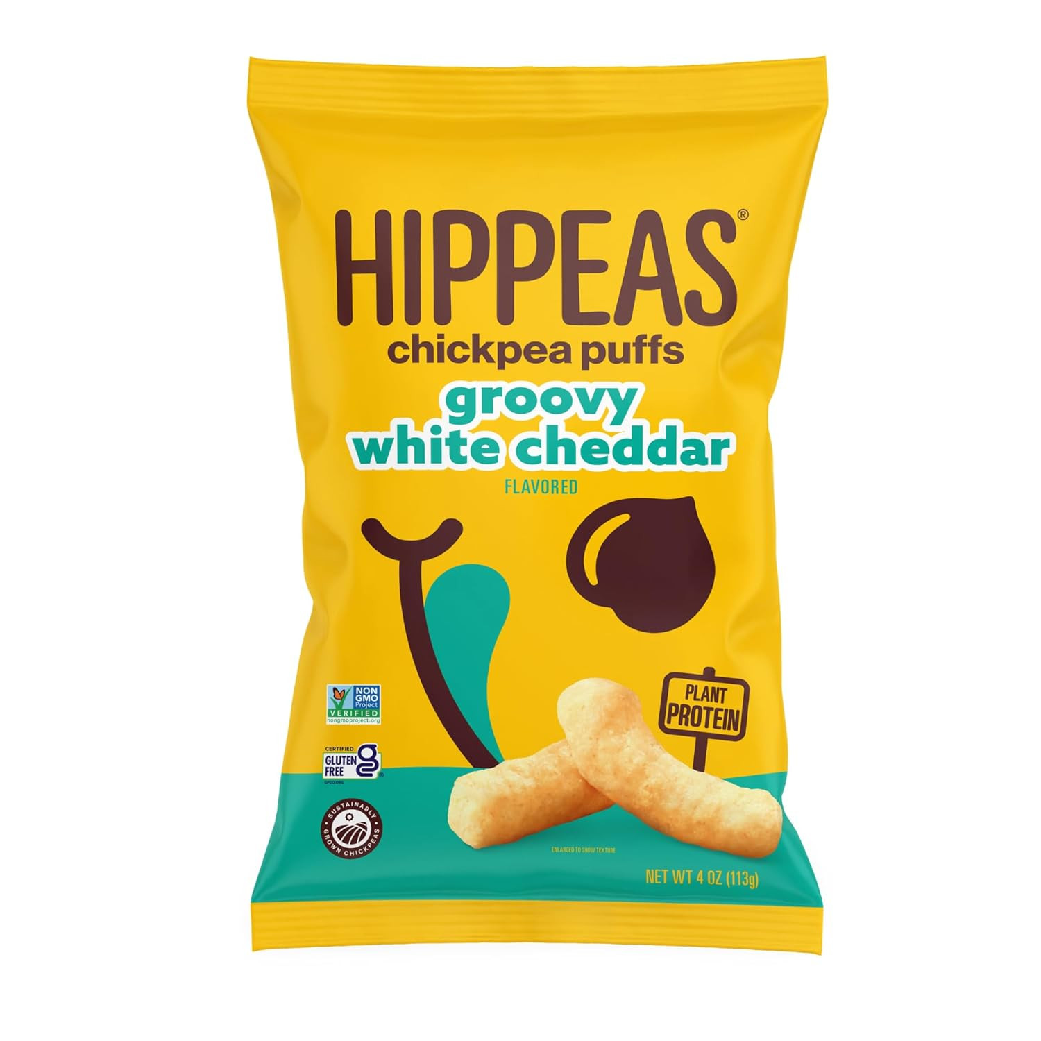 Chickpea Puffs, Vegan White Cheddar, 4 Ounce (Pack of 1), 4g Protein, 3g Fiber,